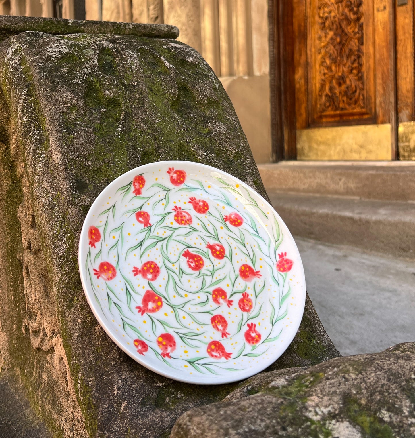 Handmade Ceramic Plate with Pomegranates