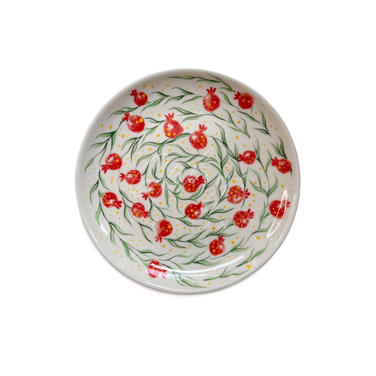 Handmade Ceramic Plate with Pomegranates