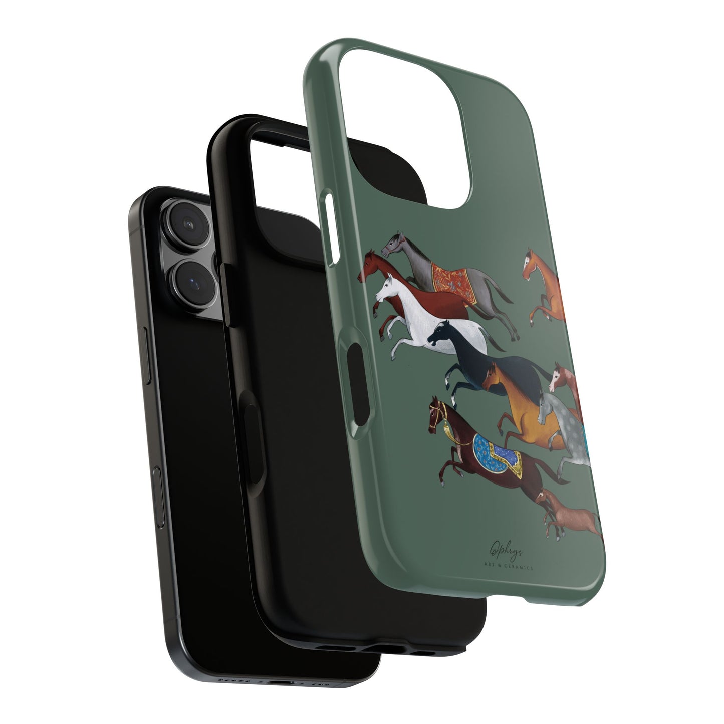 Equestrian Unique Horse Phone Case | Heritage Sage (green) | Quiet luxury & heritage aesthetics | Luxury Art Case | Ophrys Art