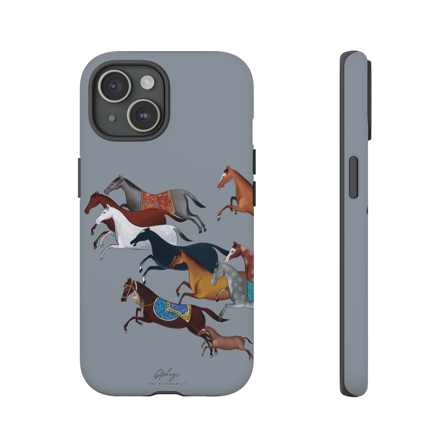 Equestrian Unique Horse Phone Case | Blue Fog | Quiet luxury & heritage aesthetics | Luxury Art Case | Ophrys Art