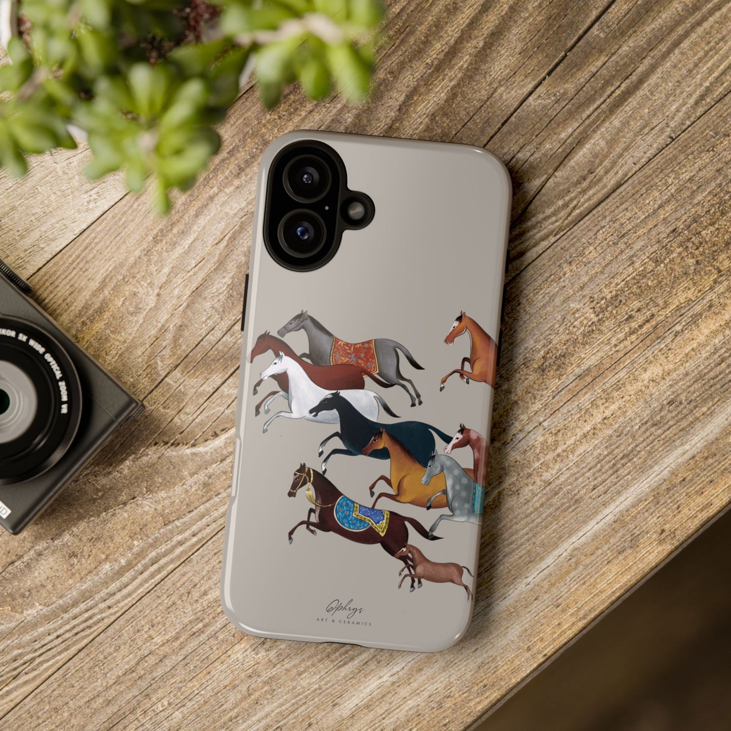 Equestrian Unique Horse Phone Case | Museum Grey | Quiet luxury & heritage aesthetics | Luxury Art Case | Ophrys Art