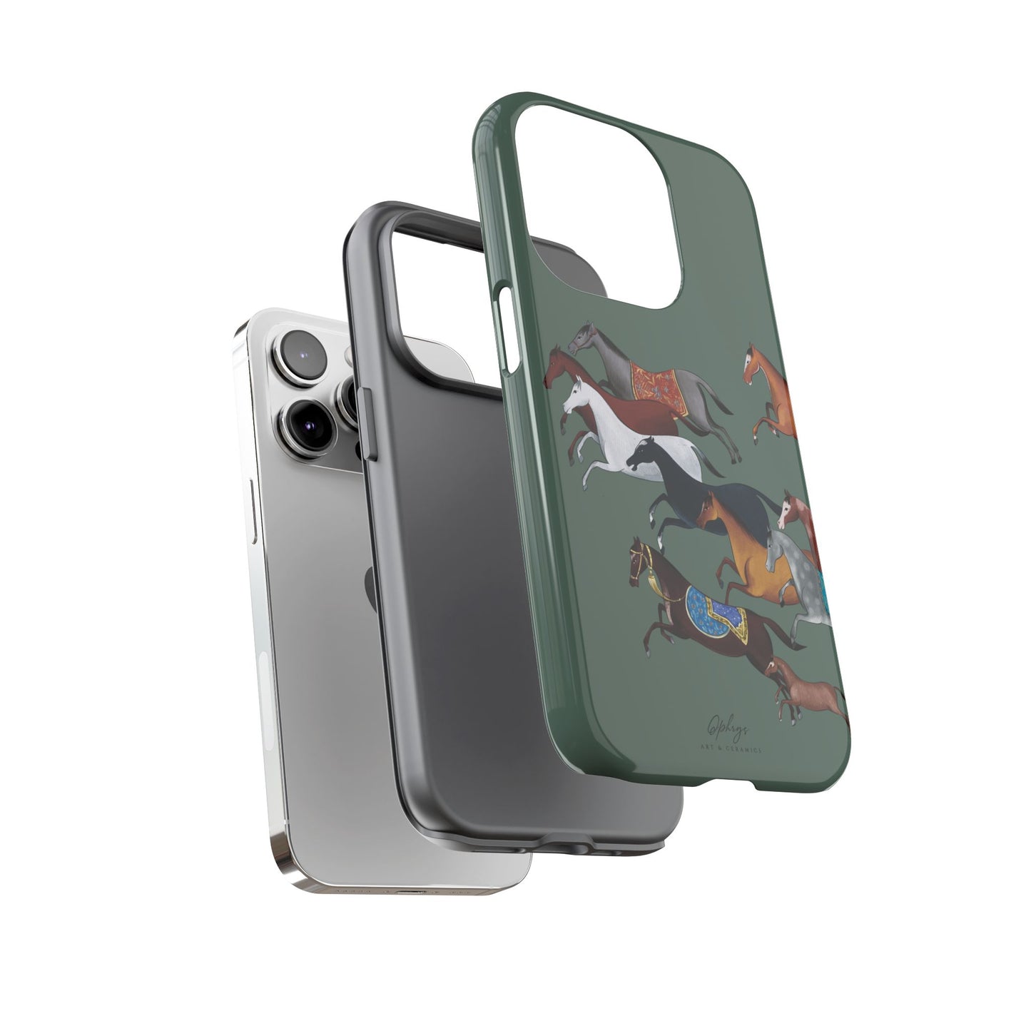 Equestrian Unique Horse Phone Case | Heritage Sage (green) | Quiet luxury & heritage aesthetics | Luxury Art Case | Ophrys Art
