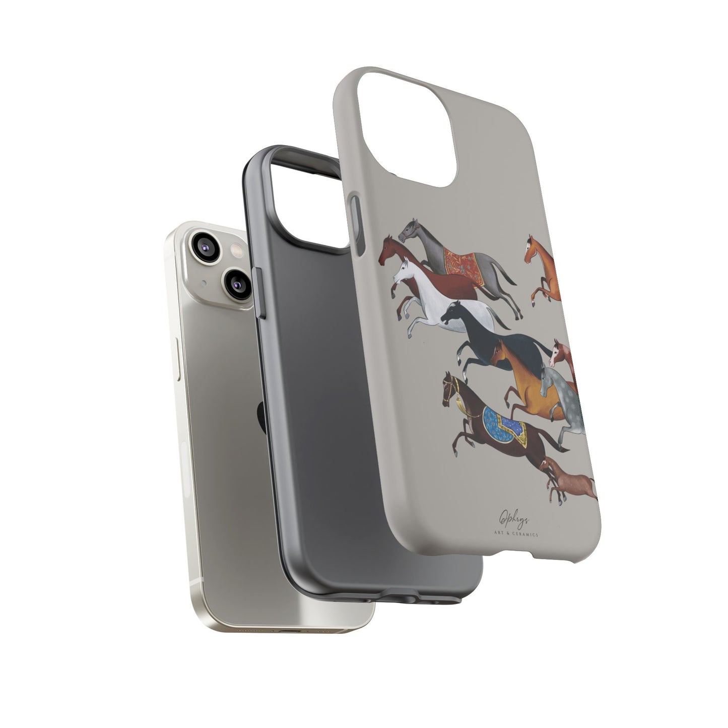 Equestrian Unique Horse Phone Case | Museum Grey | Quiet luxury & heritage aesthetics | Luxury Art Case | Ophrys Art