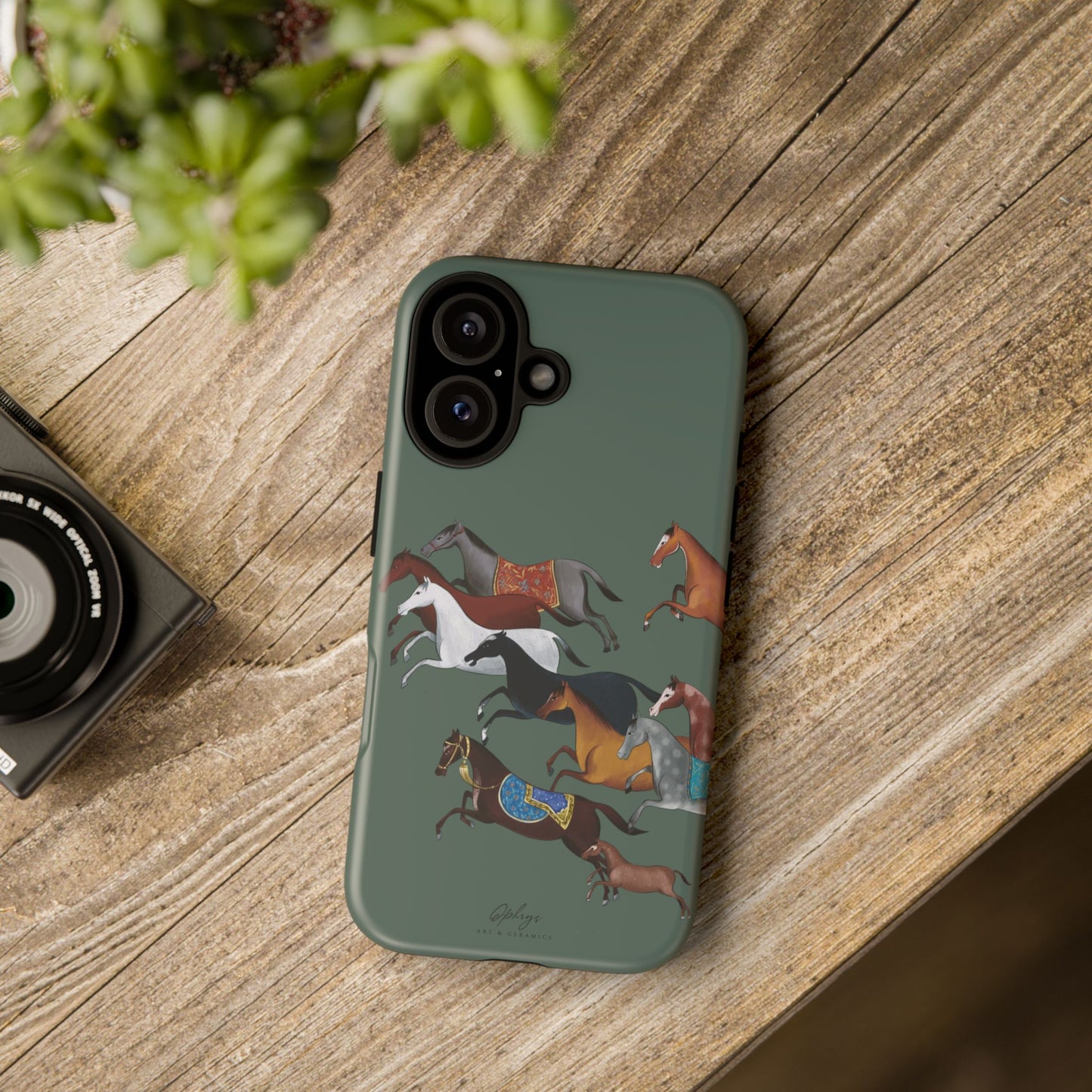 Equestrian Unique Horse Phone Case | Heritage Sage (green) | Quiet luxury & heritage aesthetics | Luxury Art Case | Ophrys Art