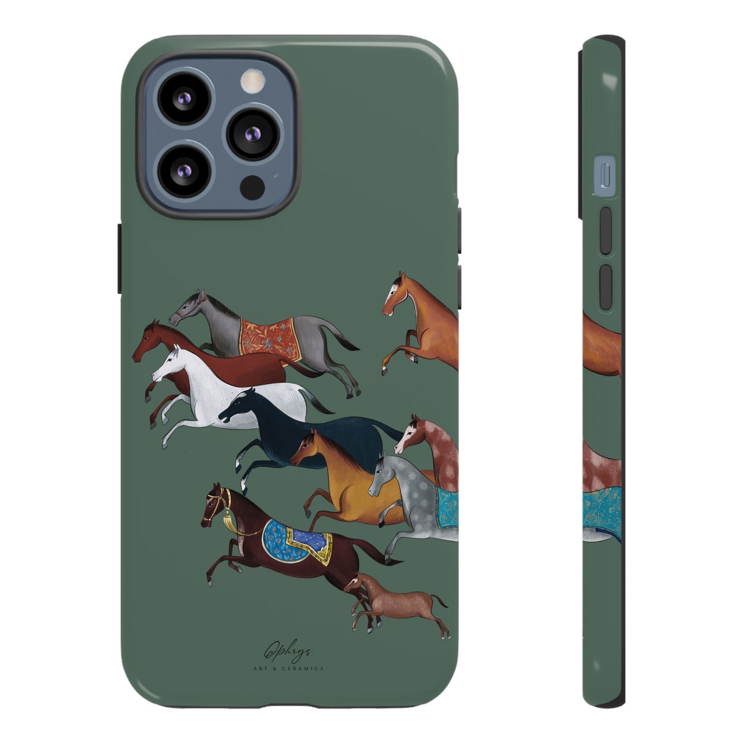 Equestrian Unique Horse Phone Case | Heritage Sage (green) | Quiet luxury & heritage aesthetics | Luxury Art Case | Ophrys Art