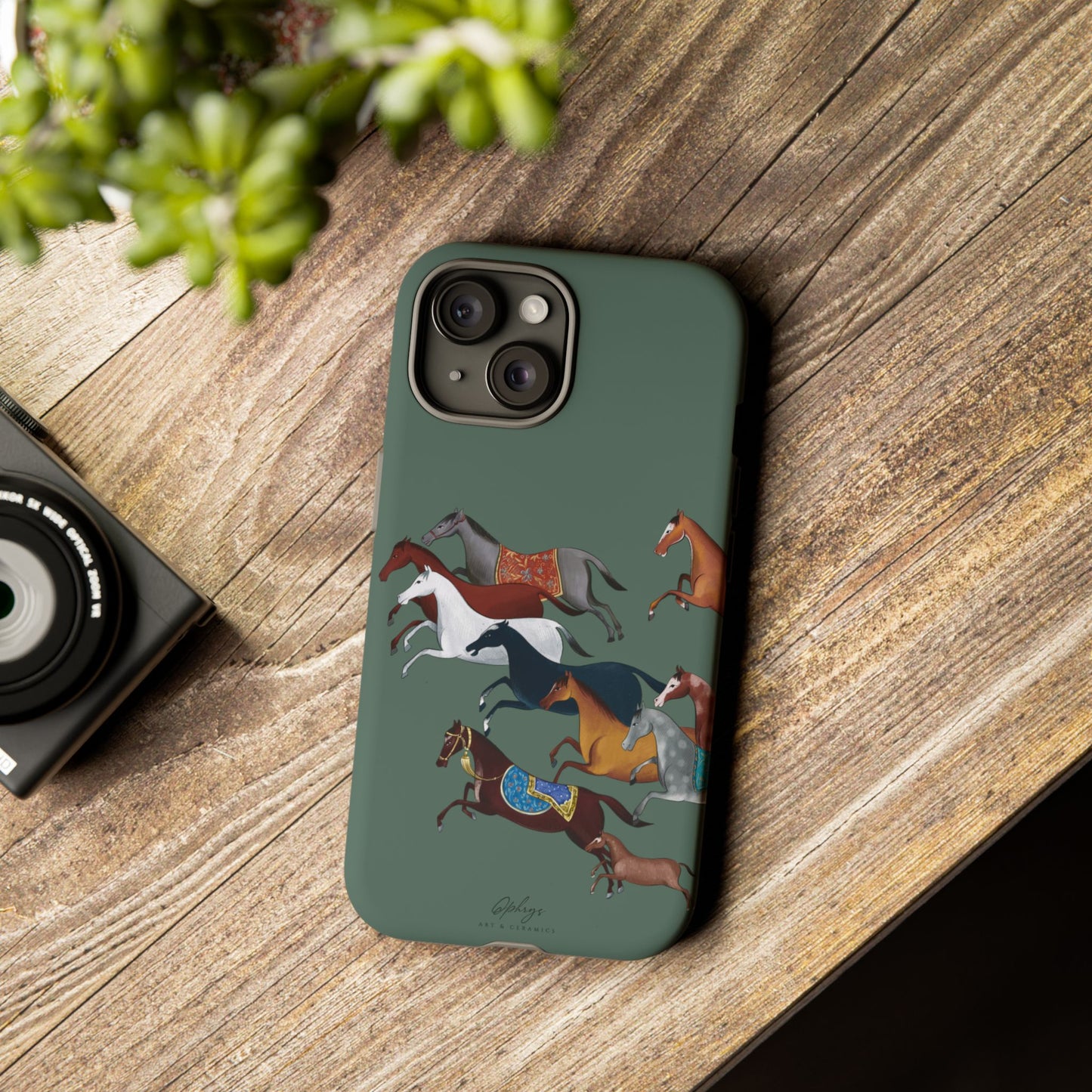 Equestrian Unique Horse Phone Case | Heritage Sage (green) | Quiet luxury & heritage aesthetics | Luxury Art Case | Ophrys Art