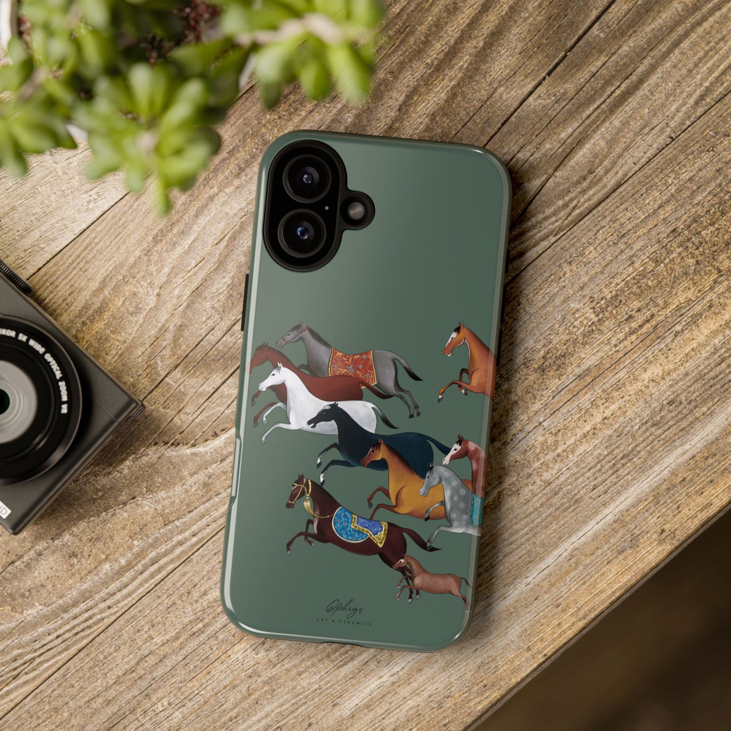 Equestrian Unique Horse Phone Case | Heritage Sage (green) | Quiet luxury & heritage aesthetics | Luxury Art Case | Ophrys Art