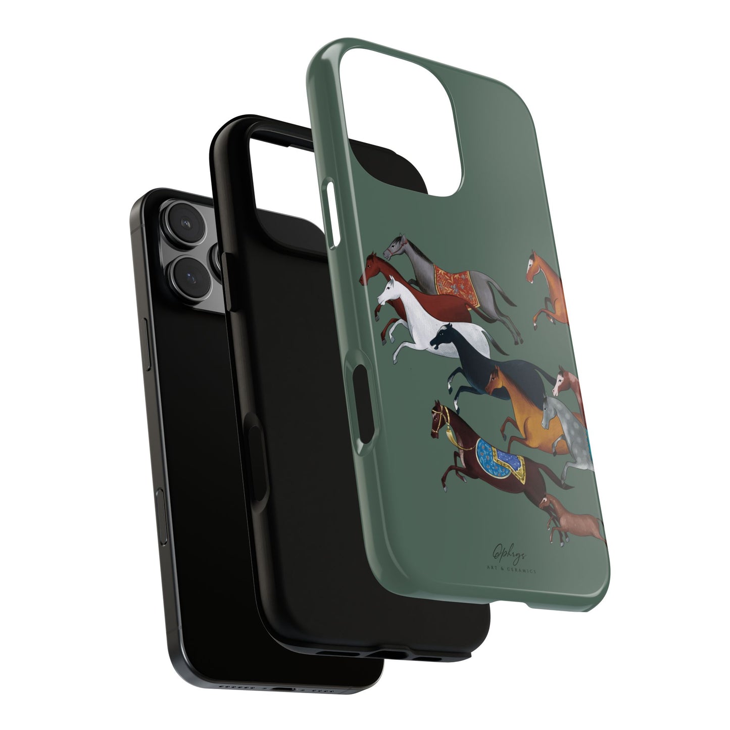 Equestrian Unique Horse Phone Case | Heritage Sage (green) | Quiet luxury & heritage aesthetics | Luxury Art Case | Ophrys Art