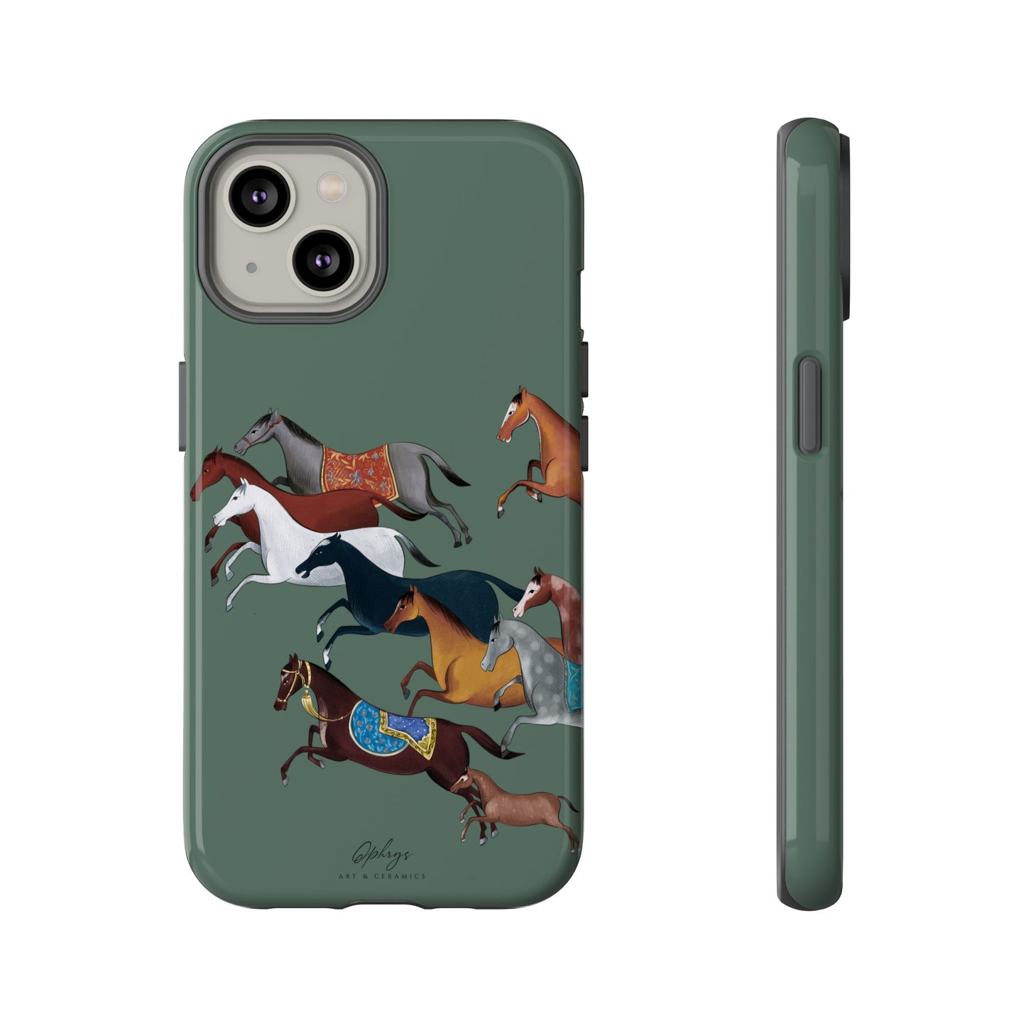 Equestrian Unique Horse Phone Case | Heritage Sage (green) | Quiet luxury & heritage aesthetics | Luxury Art Case | Ophrys Art