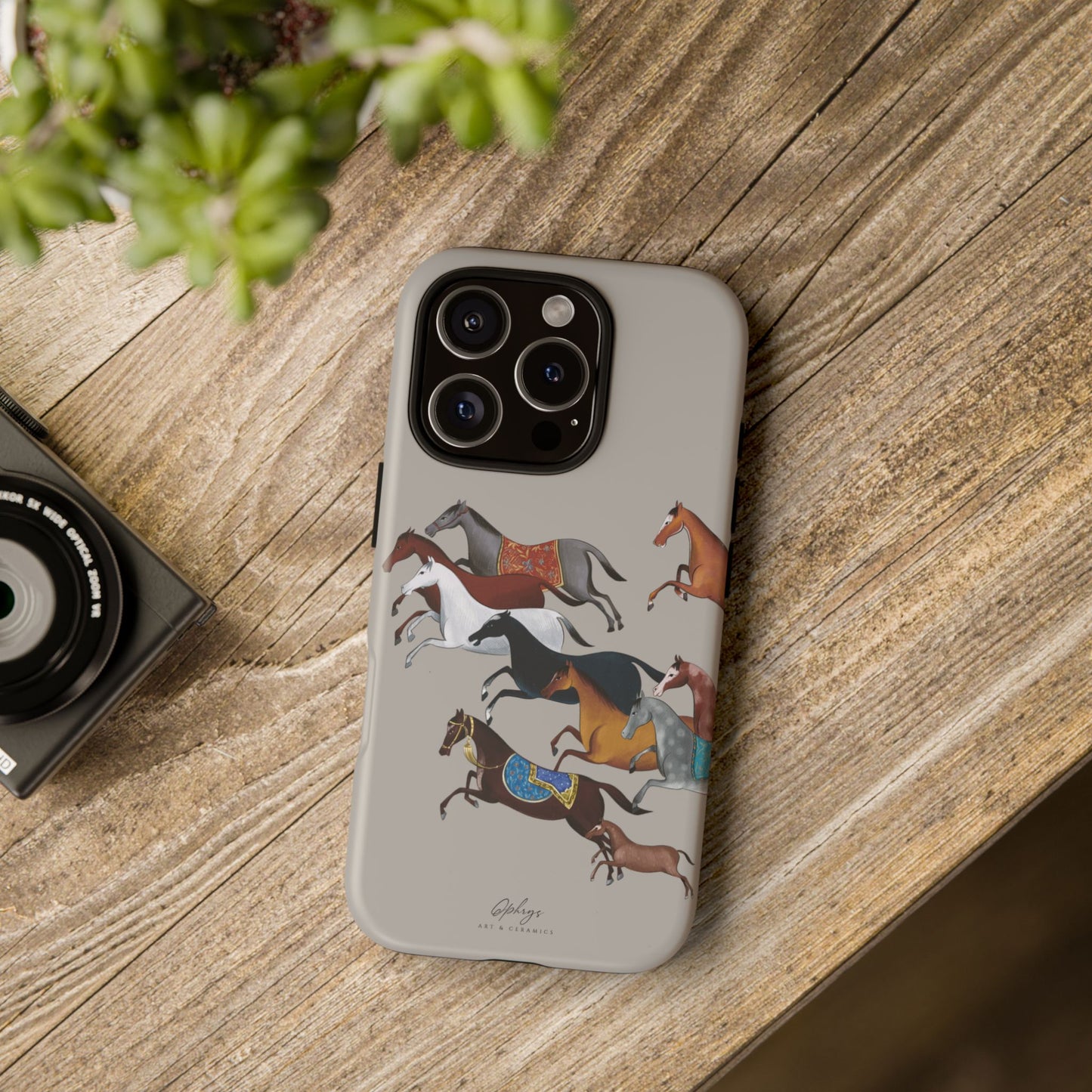Equestrian Unique Horse Phone Case | Museum Grey | Quiet luxury & heritage aesthetics | Luxury Art Case | Ophrys Art