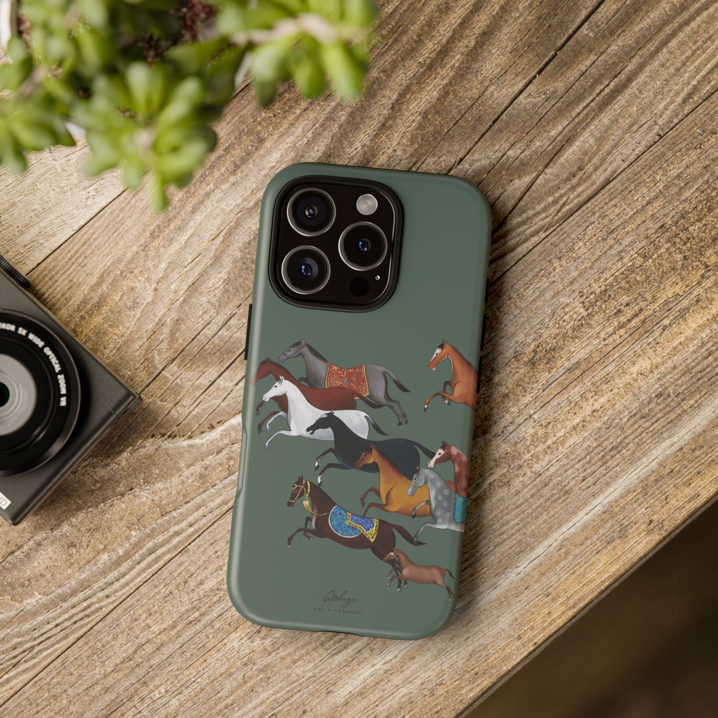 Equestrian Unique Horse Phone Case | Heritage Sage (green) | Quiet luxury & heritage aesthetics | Luxury Art Case | Ophrys Art