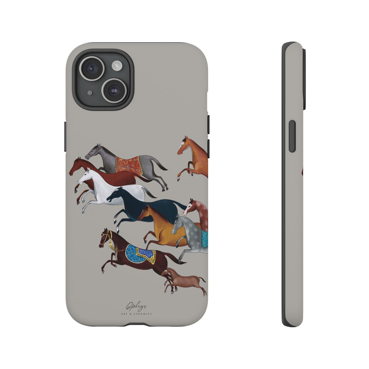 Equestrian Unique Horse Phone Case | Museum Grey | Quiet luxury & heritage aesthetics | Luxury Art Case | Ophrys Art