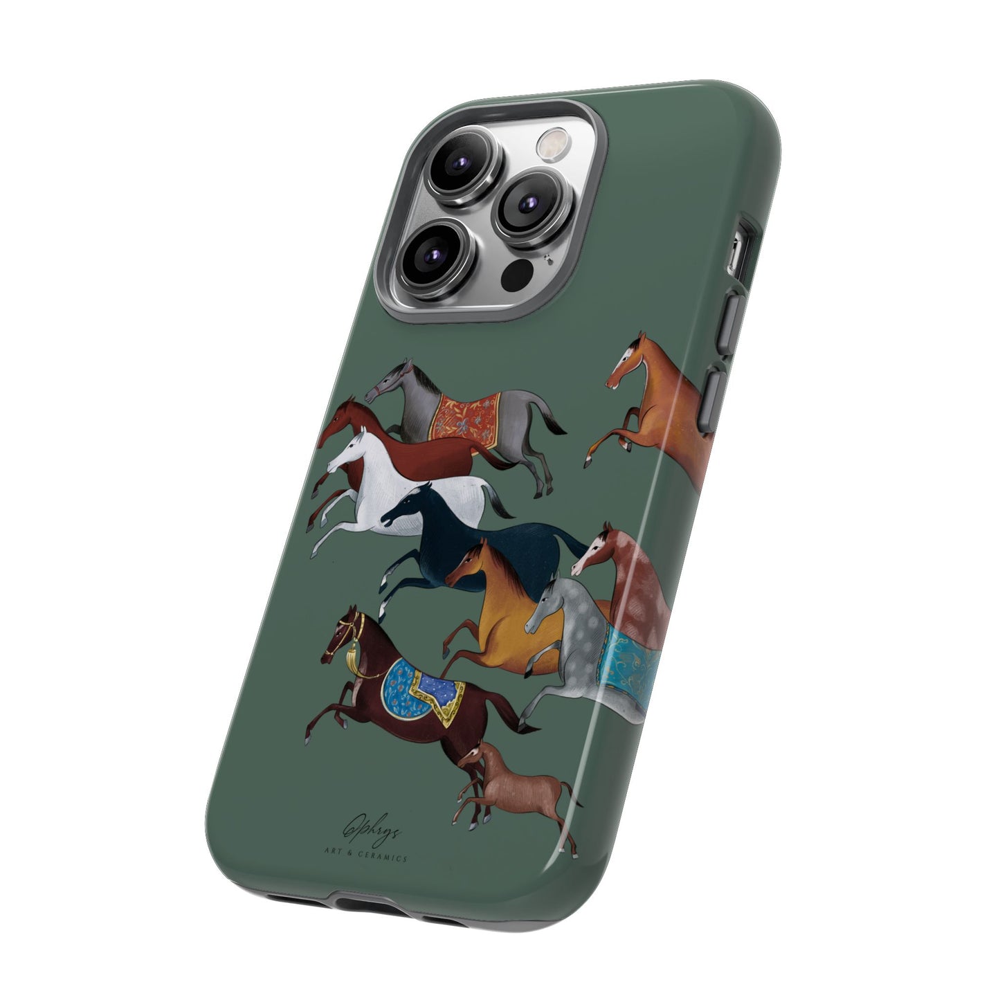Equestrian Unique Horse Phone Case | Heritage Sage (green) | Quiet luxury & heritage aesthetics | Luxury Art Case | Ophrys Art