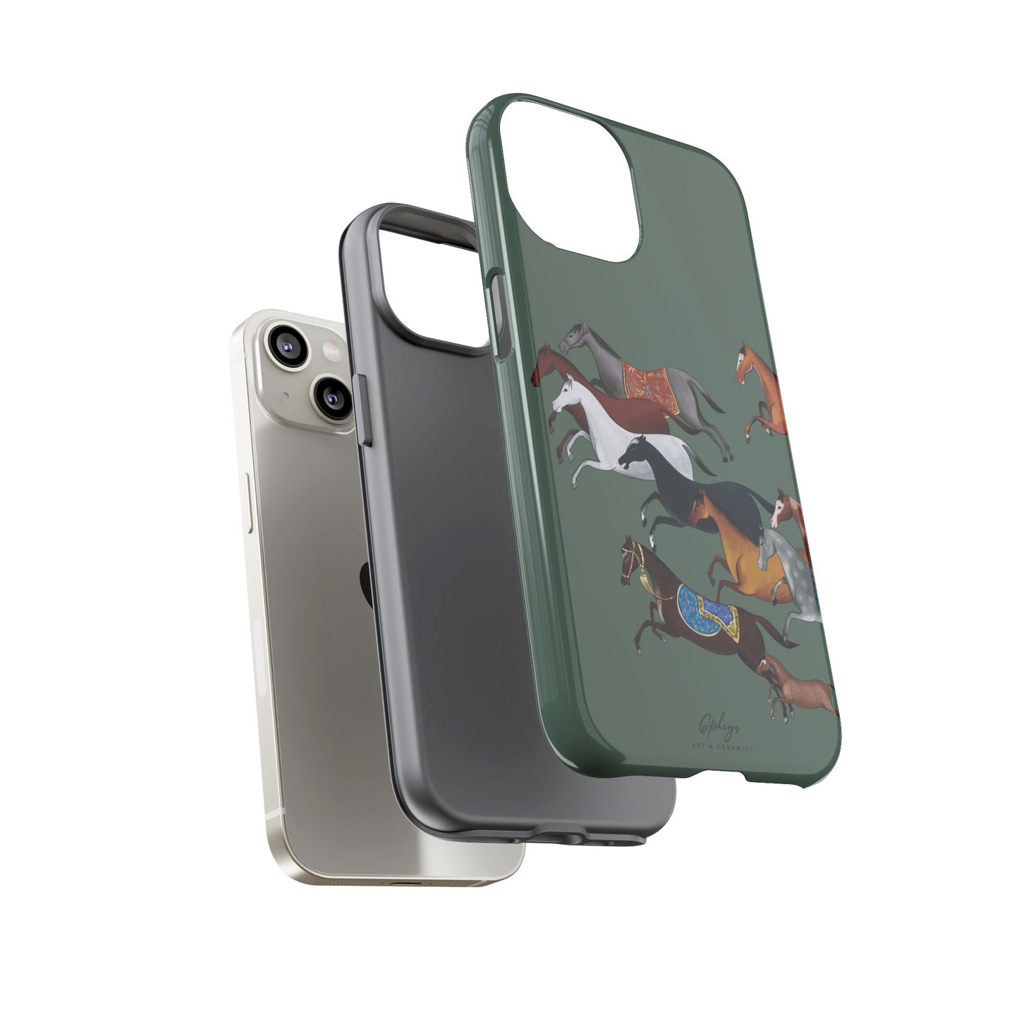 Equestrian Unique Horse Phone Case | Heritage Sage (green) | Quiet luxury & heritage aesthetics | Luxury Art Case | Ophrys Art