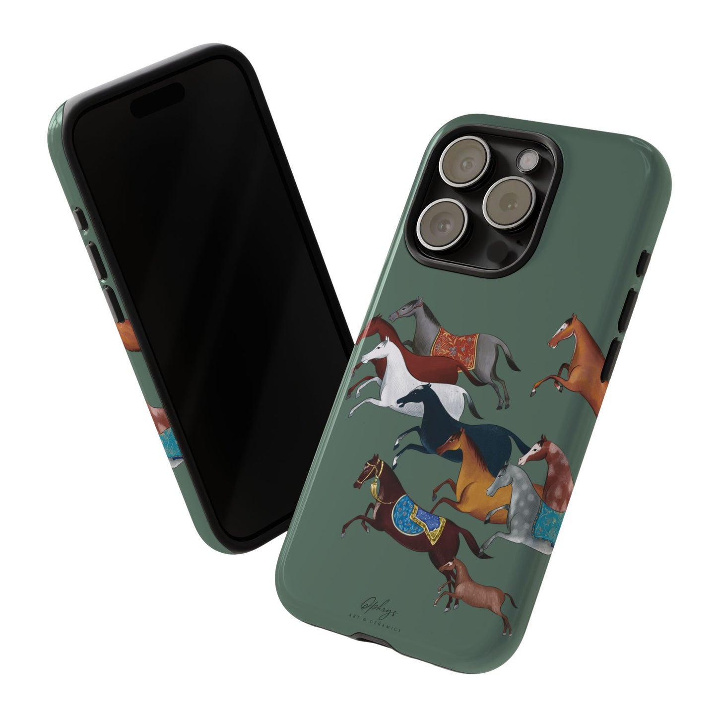 Equestrian Unique Horse Phone Case | Heritage Sage (green) | Quiet luxury & heritage aesthetics | Luxury Art Case | Ophrys Art