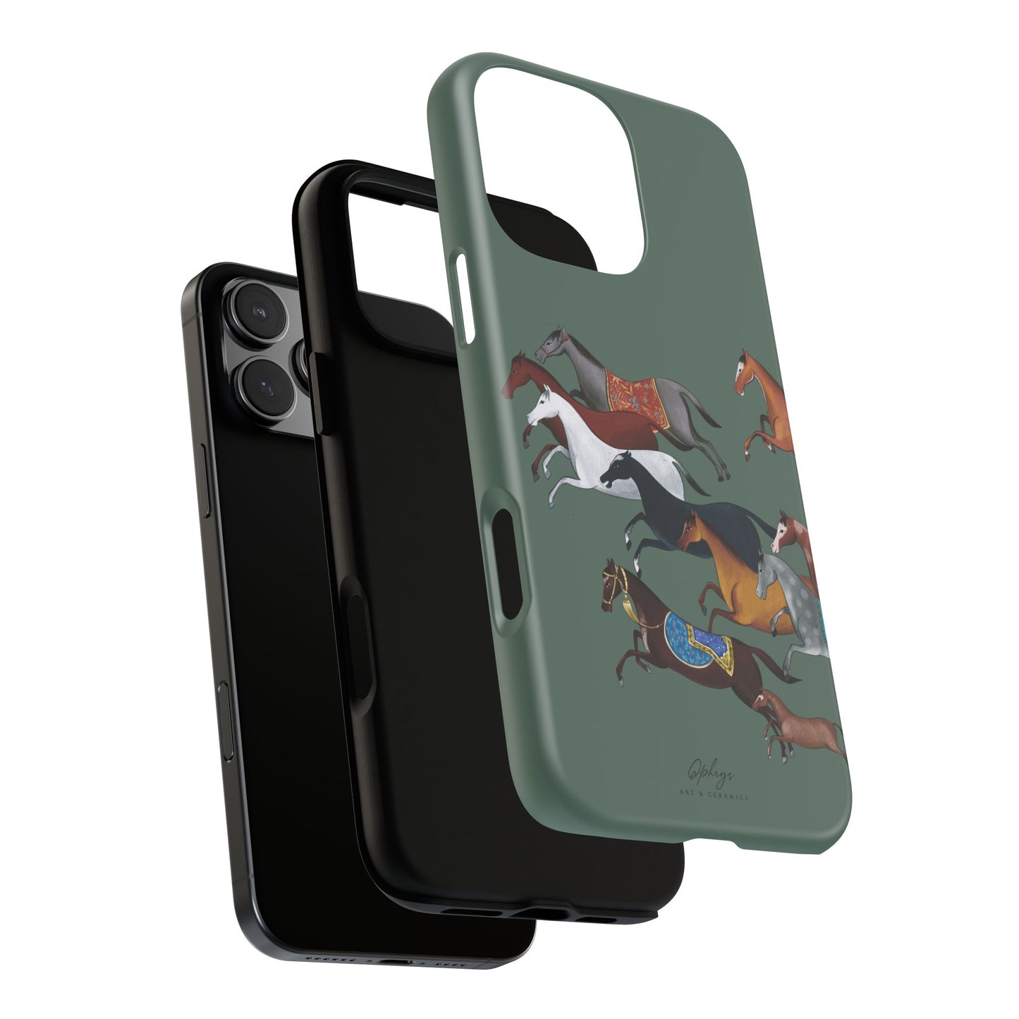Equestrian Unique Horse Phone Case | Heritage Sage (green) | Quiet luxury & heritage aesthetics | Luxury Art Case | Ophrys Art