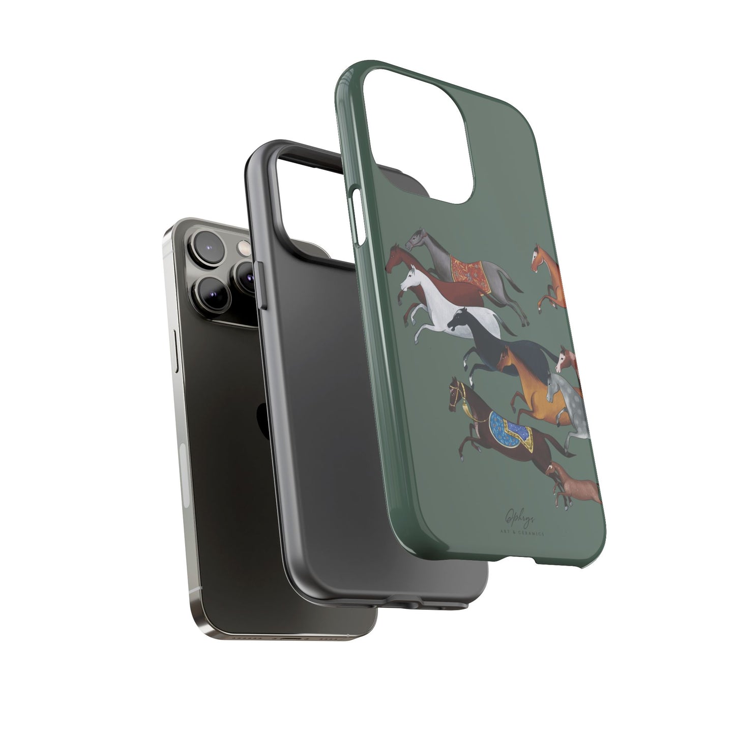 Equestrian Unique Horse Phone Case | Heritage Sage (green) | Quiet luxury & heritage aesthetics | Luxury Art Case | Ophrys Art