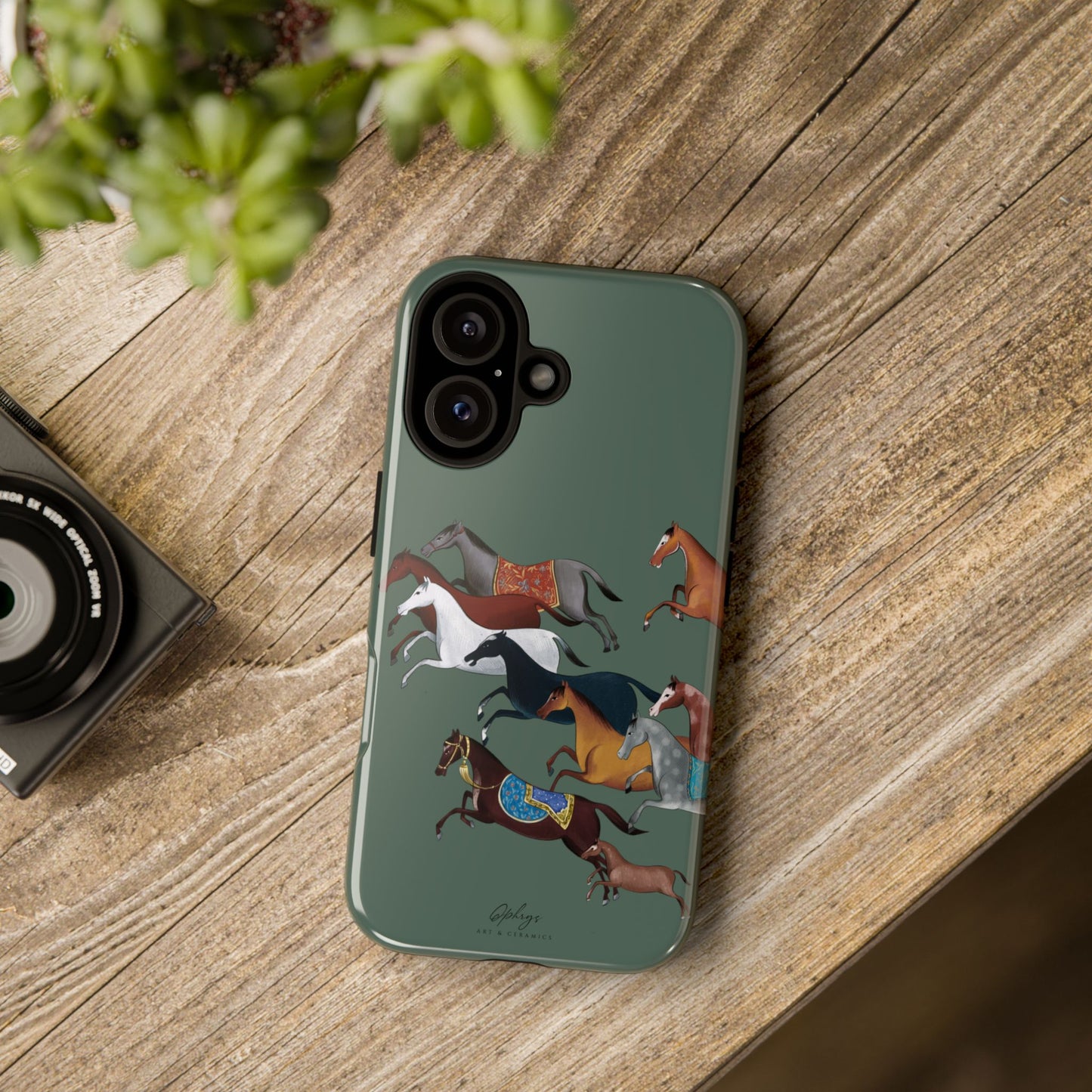 Equestrian Unique Horse Phone Case | Heritage Sage (green) | Quiet luxury & heritage aesthetics | Luxury Art Case | Ophrys Art
