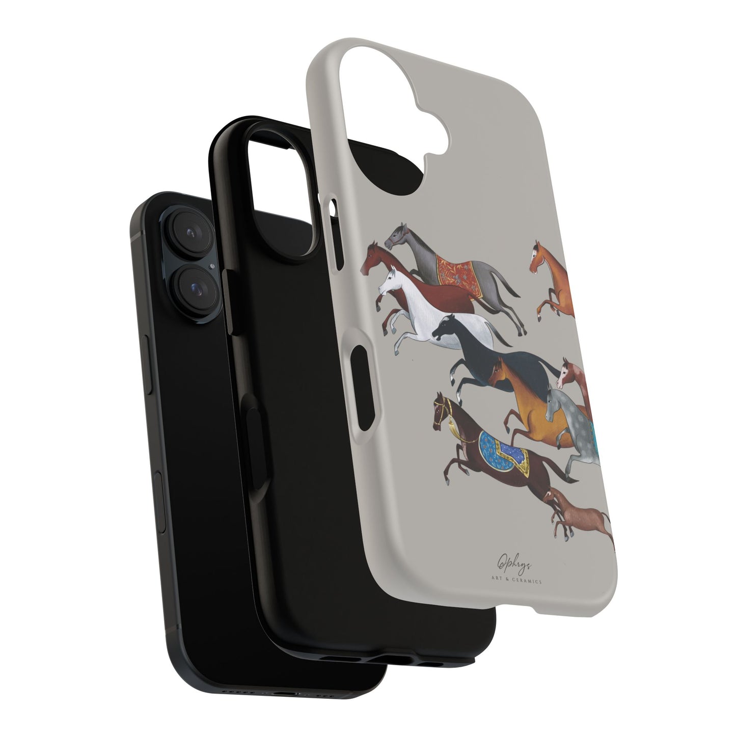 Equestrian Unique Horse Phone Case | Museum Grey | Quiet luxury & heritage aesthetics | Luxury Art Case | Ophrys Art
