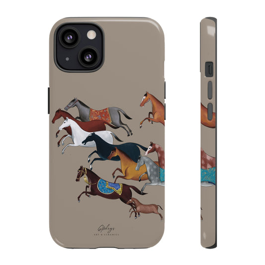 Equestrian Unique Horse Phone Case | Saddle Brown | Quiet luxury & heritage aesthetics | Luxury Art Case | Ophrys Art