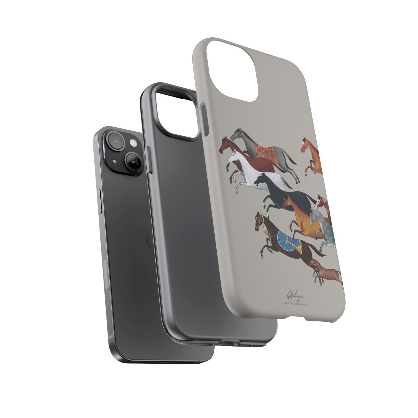 Equestrian Unique Horse Phone Case | Museum Grey | Quiet luxury & heritage aesthetics | Luxury Art Case | Ophrys Art