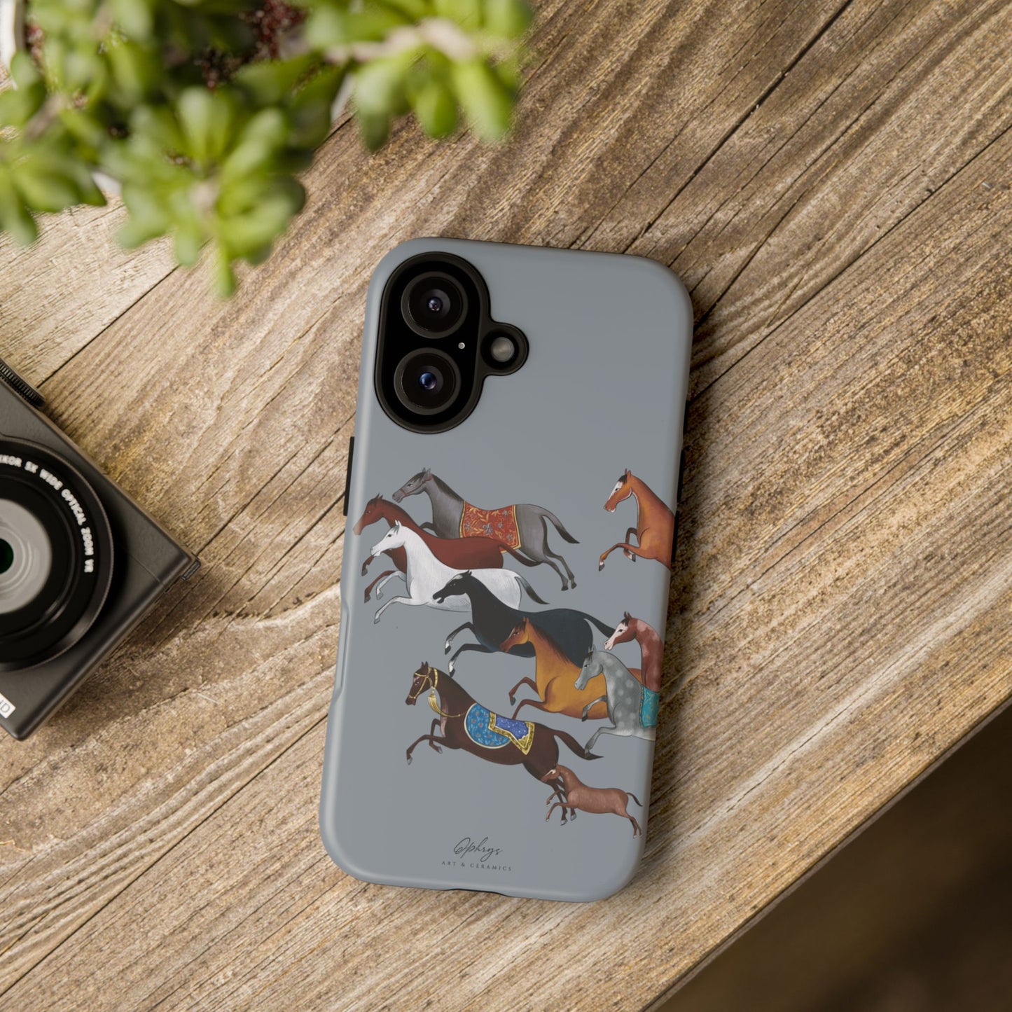 Equestrian Unique Horse Phone Case | Blue Fog | Quiet luxury & heritage aesthetics | Luxury Art Case | Ophrys Art
