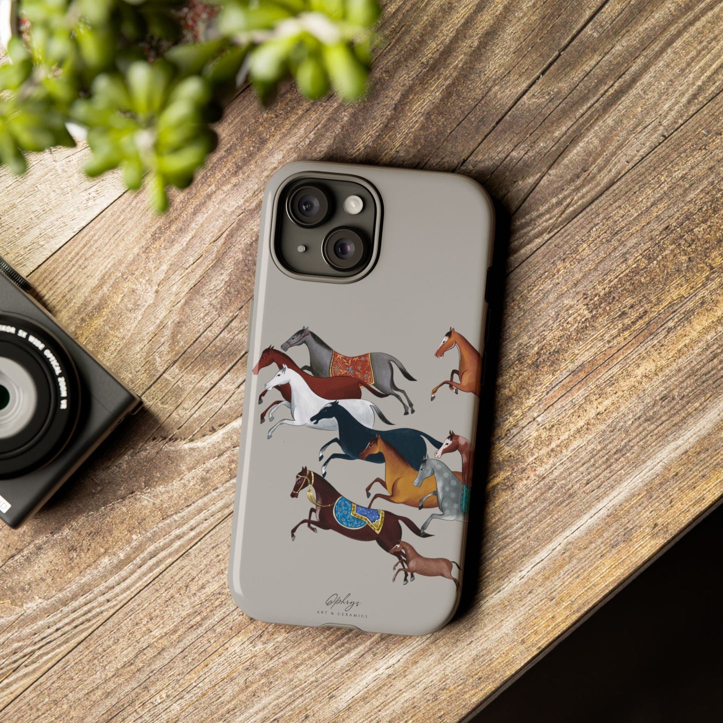 Equestrian Unique Horse Phone Case | Museum Grey | Quiet luxury & heritage aesthetics | Luxury Art Case | Ophrys Art