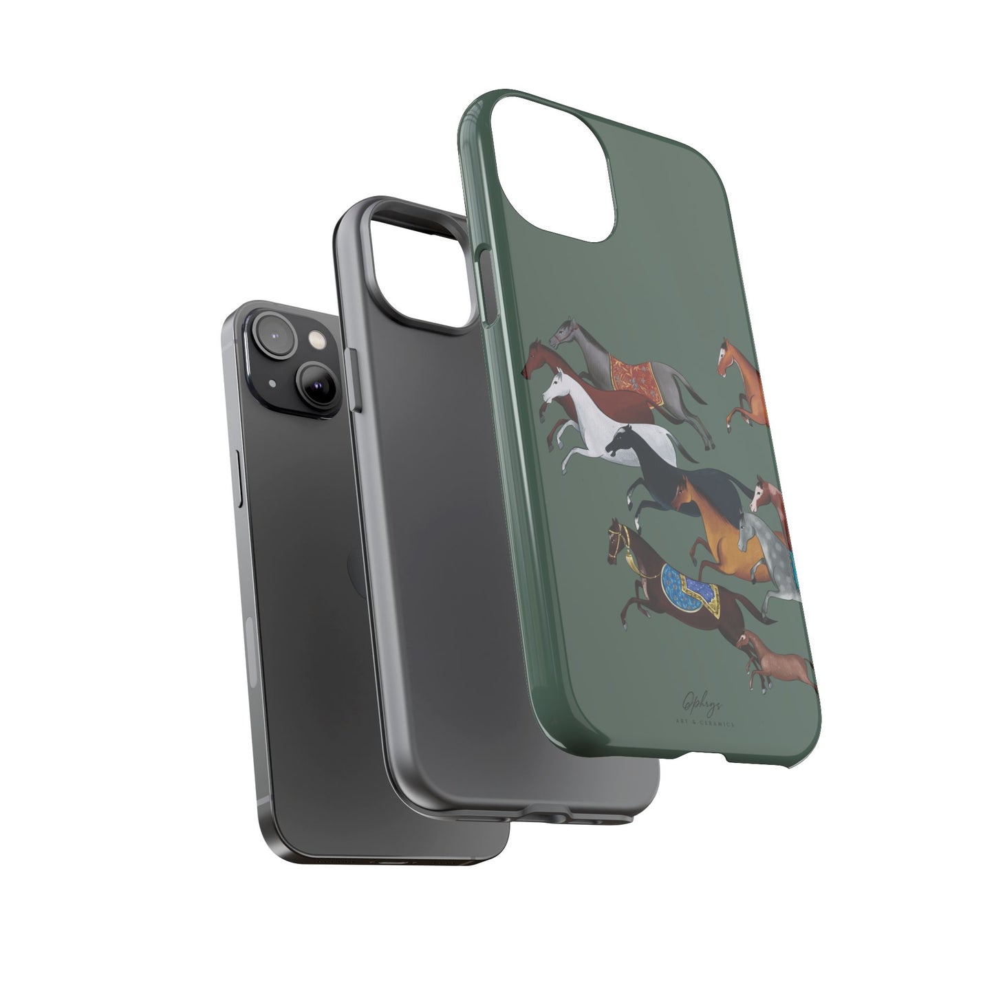 Equestrian Unique Horse Phone Case | Heritage Sage (green) | Quiet luxury & heritage aesthetics | Luxury Art Case | Ophrys Art