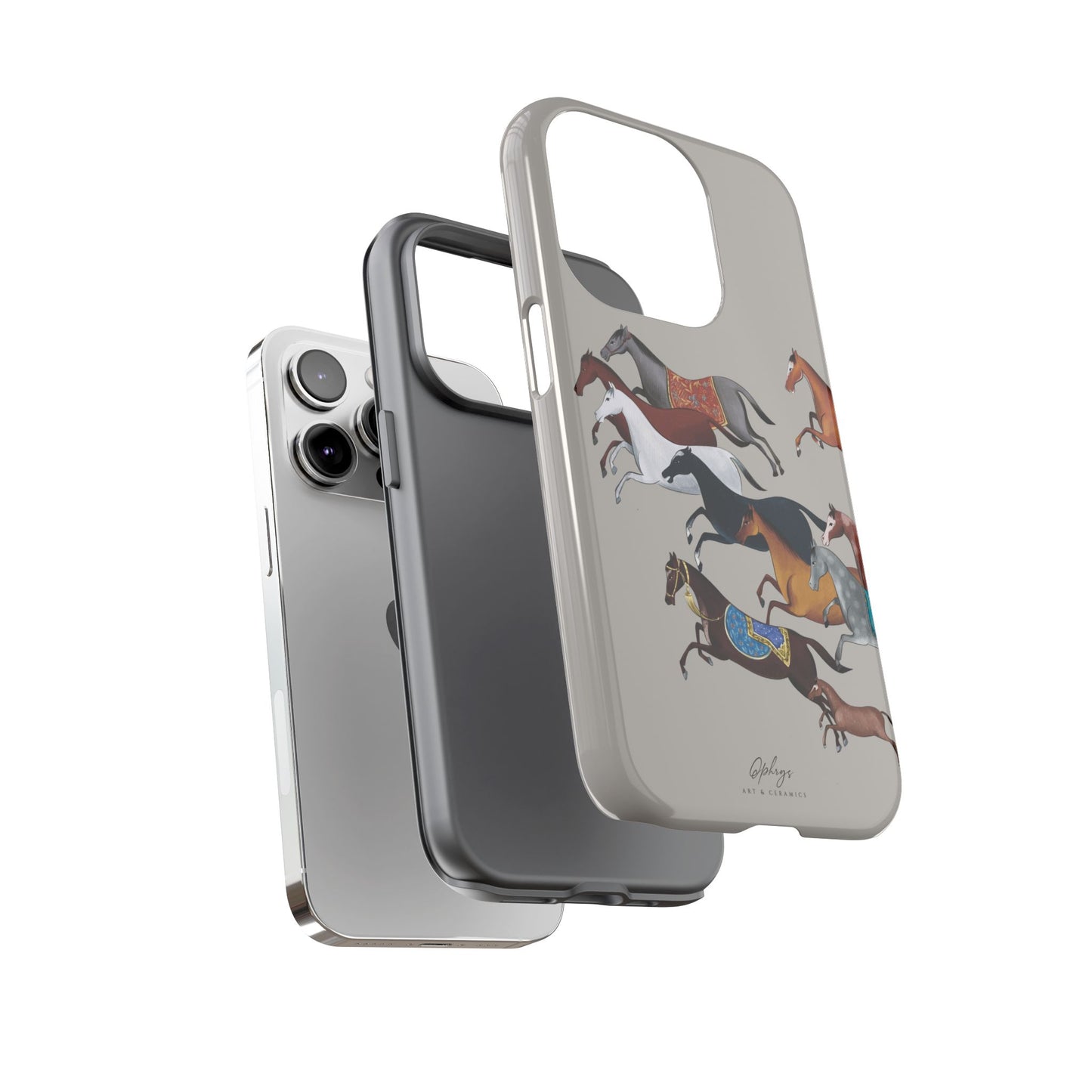 Equestrian Unique Horse Phone Case | Museum Grey | Quiet luxury & heritage aesthetics | Luxury Art Case | Ophrys Art