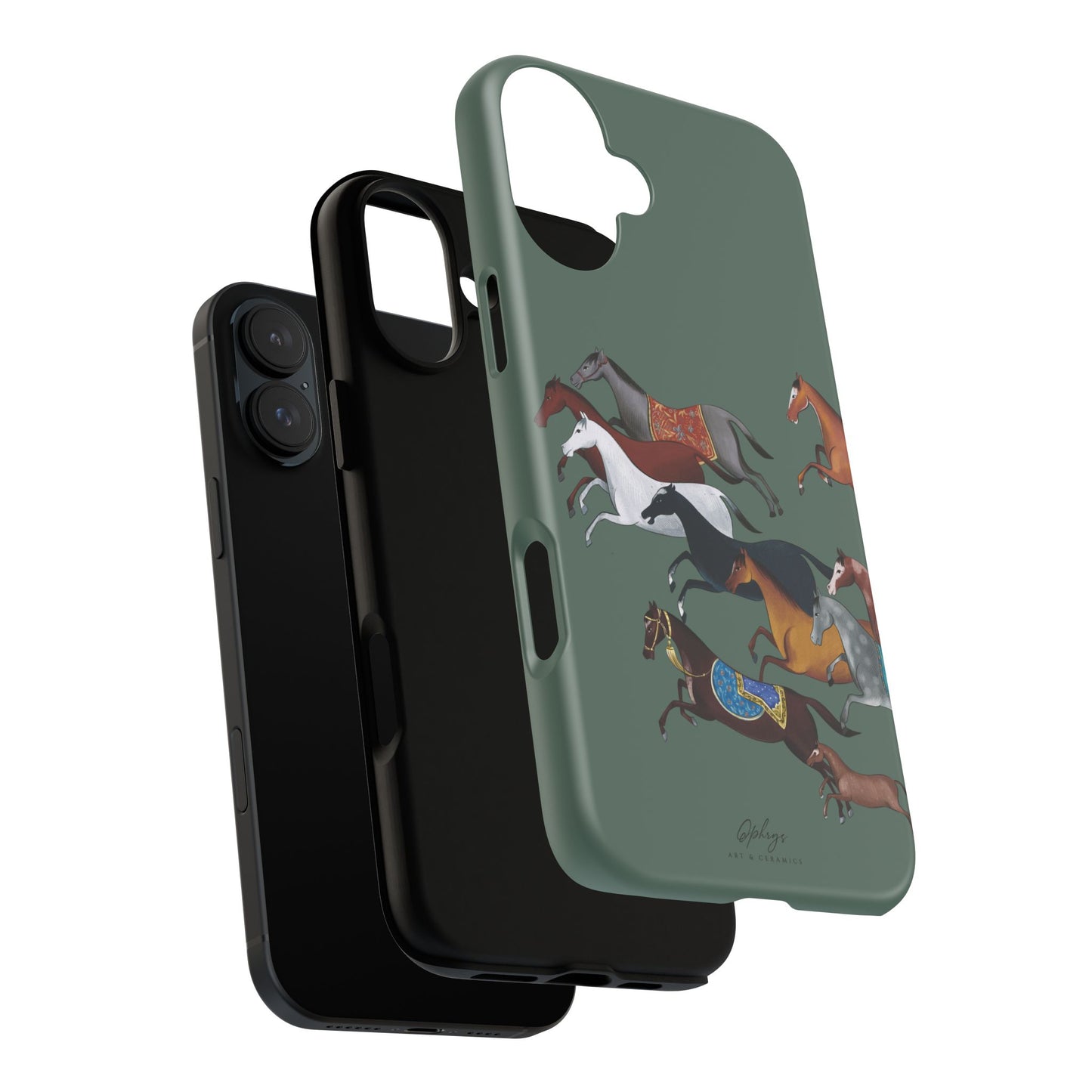 Equestrian Unique Horse Phone Case | Heritage Sage (green) | Quiet luxury & heritage aesthetics | Luxury Art Case | Ophrys Art