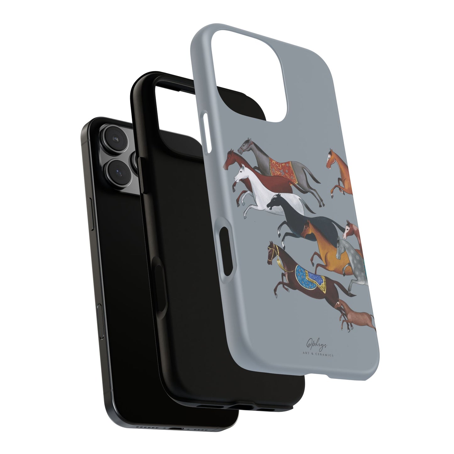 Equestrian Unique Horse Phone Case | Blue Fog | Quiet luxury & heritage aesthetics | Luxury Art Case | Ophrys Art