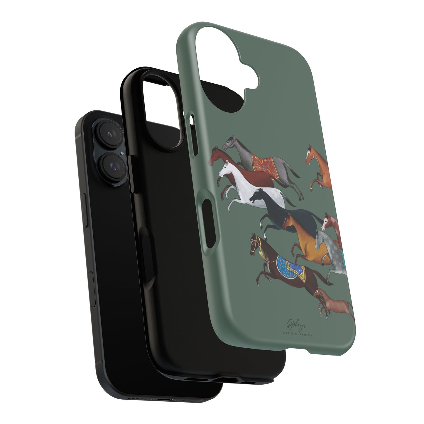Equestrian Unique Horse Phone Case | Heritage Sage (green) | Quiet luxury & heritage aesthetics | Luxury Art Case | Ophrys Art