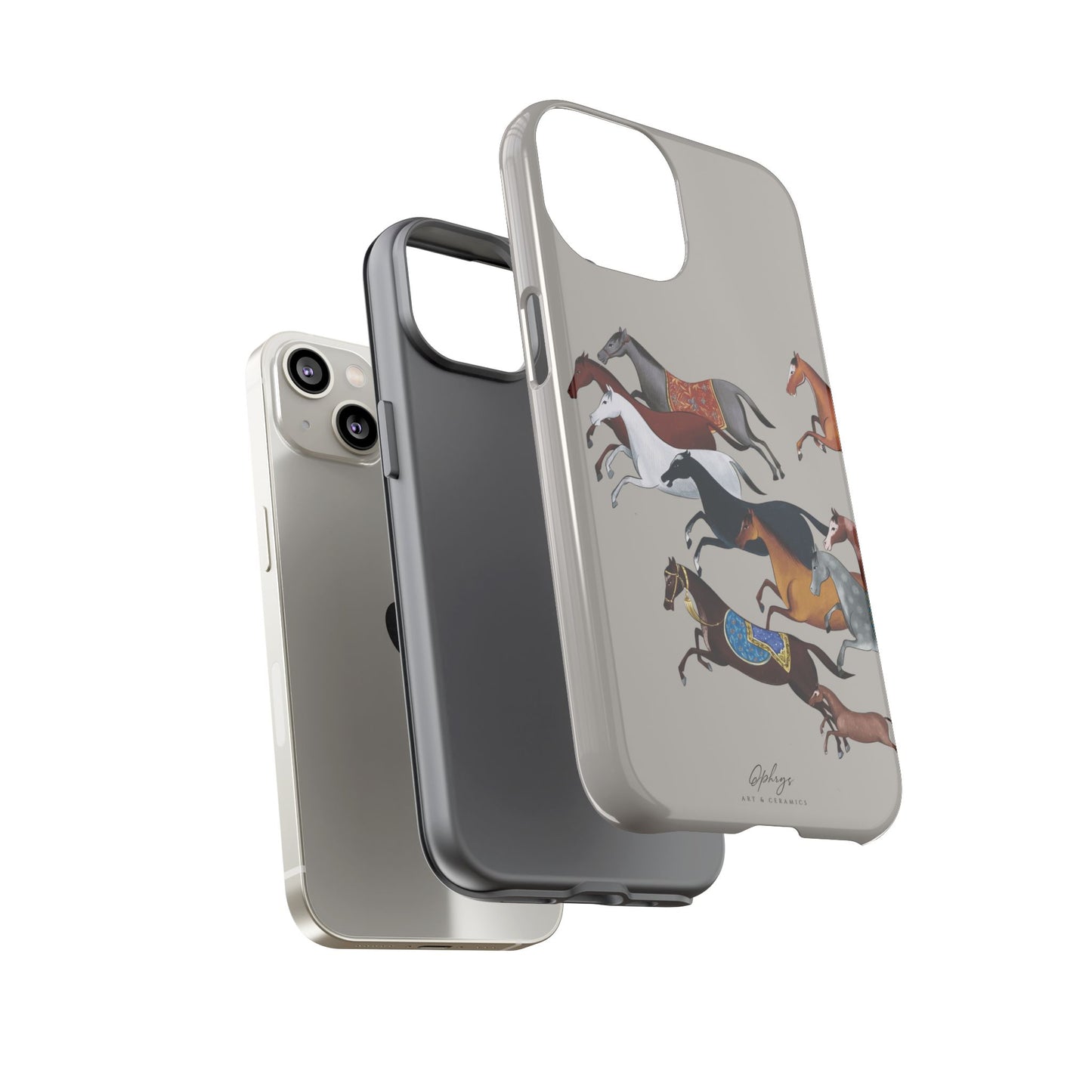 Equestrian Unique Horse Phone Case | Museum Grey | Quiet luxury & heritage aesthetics | Luxury Art Case | Ophrys Art