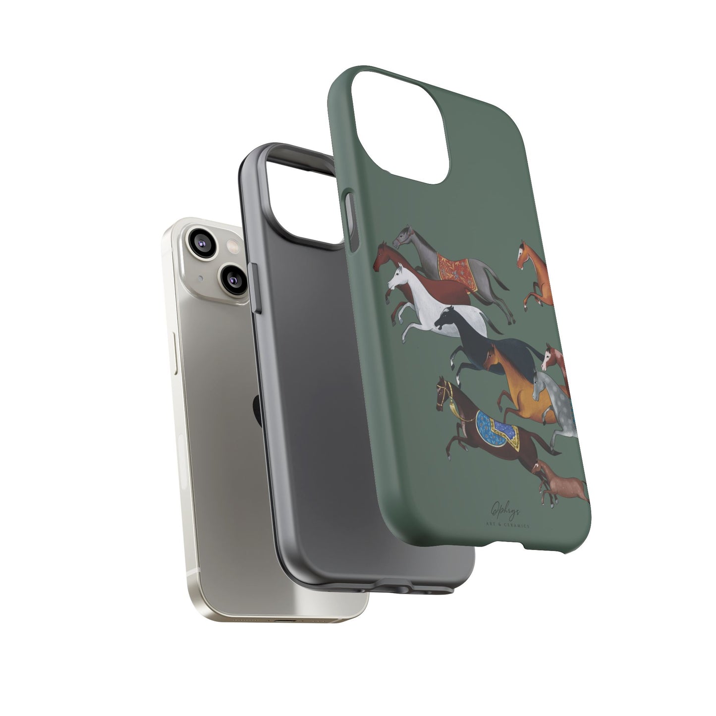 Equestrian Unique Horse Phone Case | Heritage Sage (green) | Quiet luxury & heritage aesthetics | Luxury Art Case | Ophrys Art