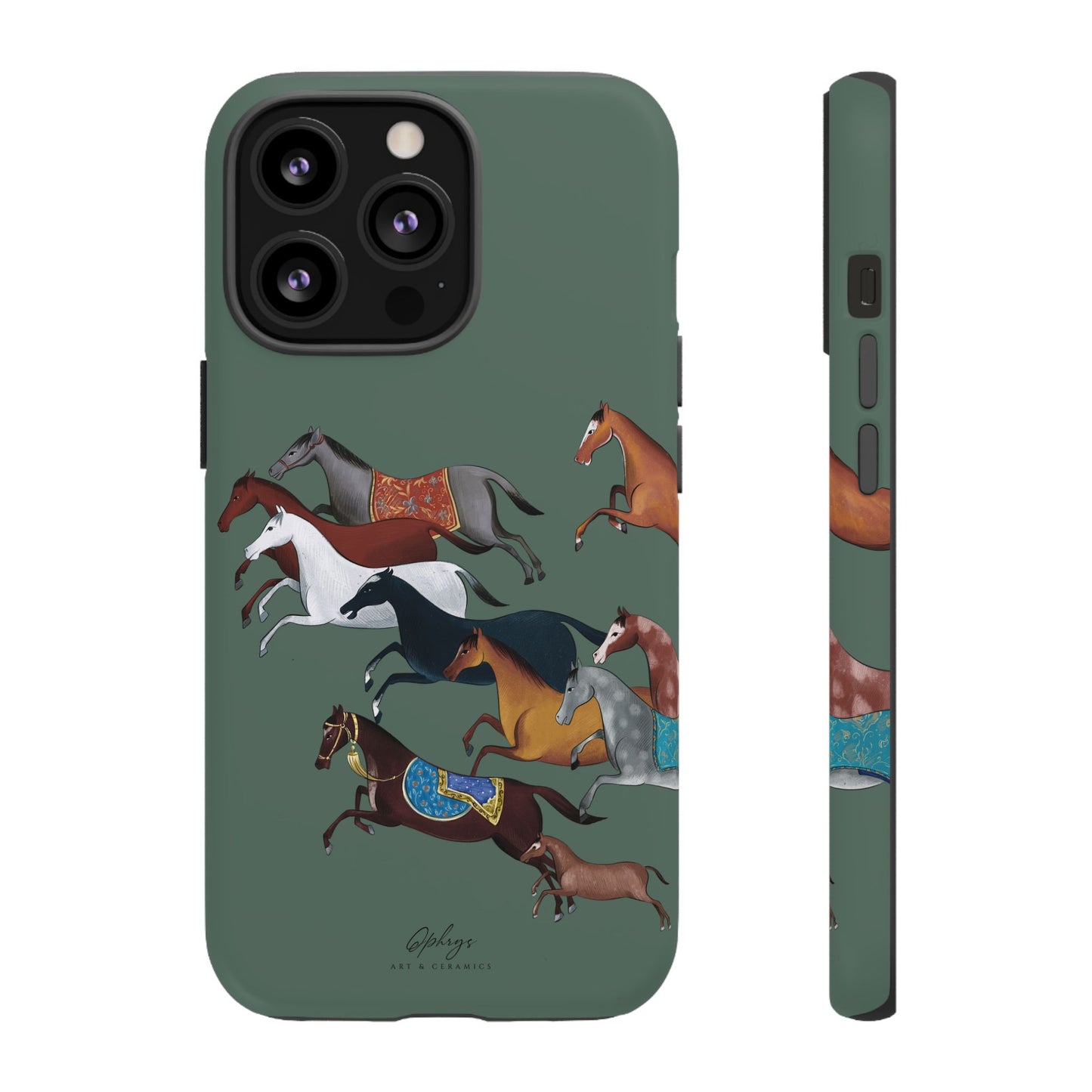 Equestrian Unique Horse Phone Case | Heritage Sage (green) | Quiet luxury & heritage aesthetics | Luxury Art Case | Ophrys Art