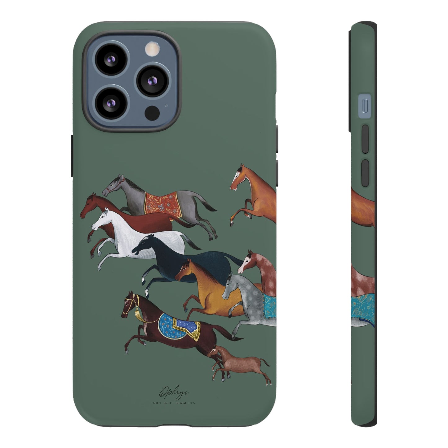 Equestrian Unique Horse Phone Case | Heritage Sage (green) | Quiet luxury & heritage aesthetics | Luxury Art Case | Ophrys Art
