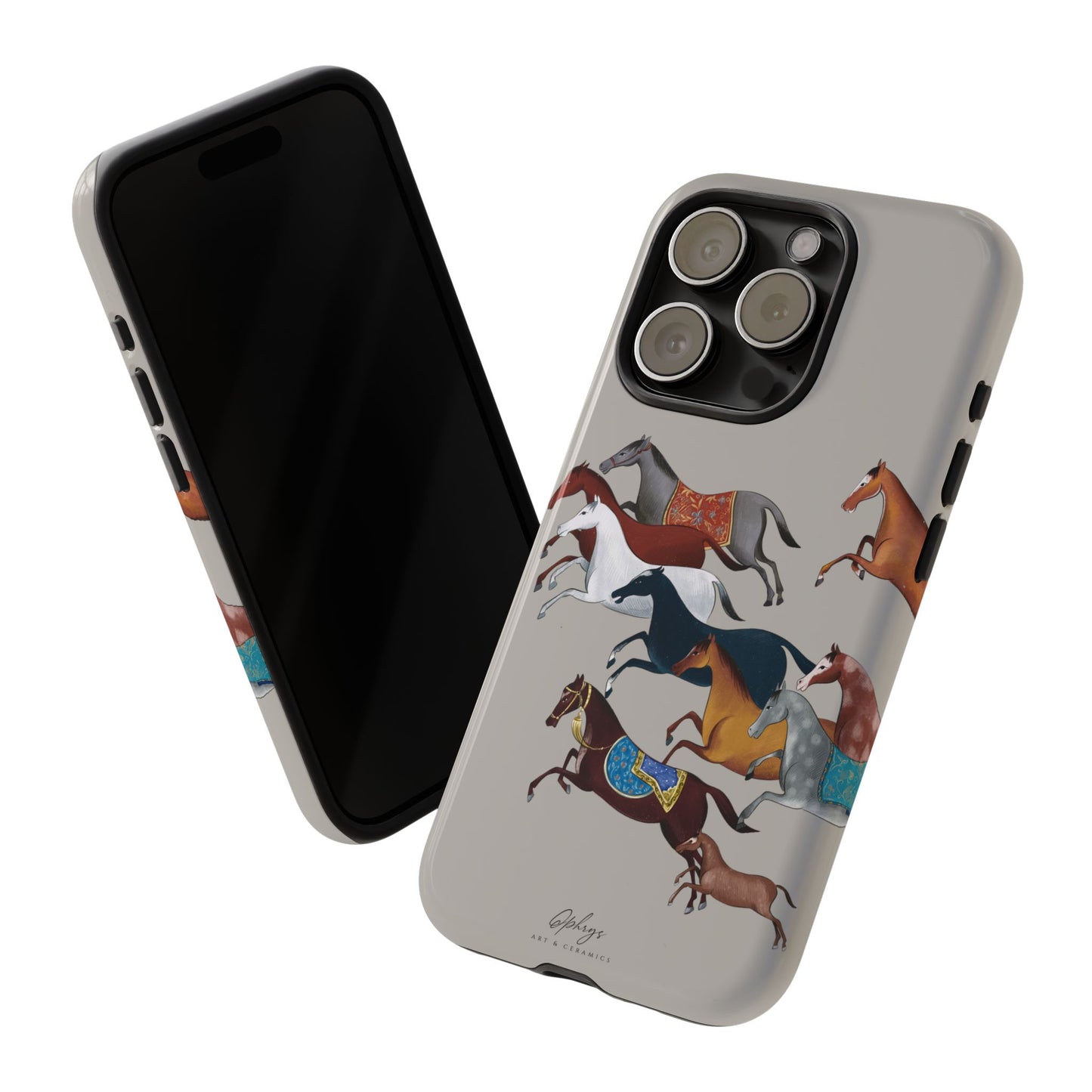 Equestrian Unique Horse Phone Case | Museum Grey | Quiet luxury & heritage aesthetics | Luxury Art Case | Ophrys Art