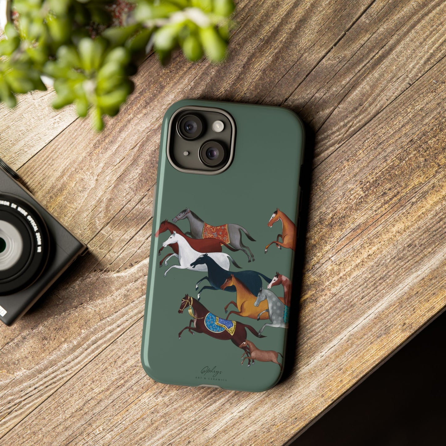 Equestrian Unique Horse Phone Case | Heritage Sage (green) | Quiet luxury & heritage aesthetics | Luxury Art Case | Ophrys Art