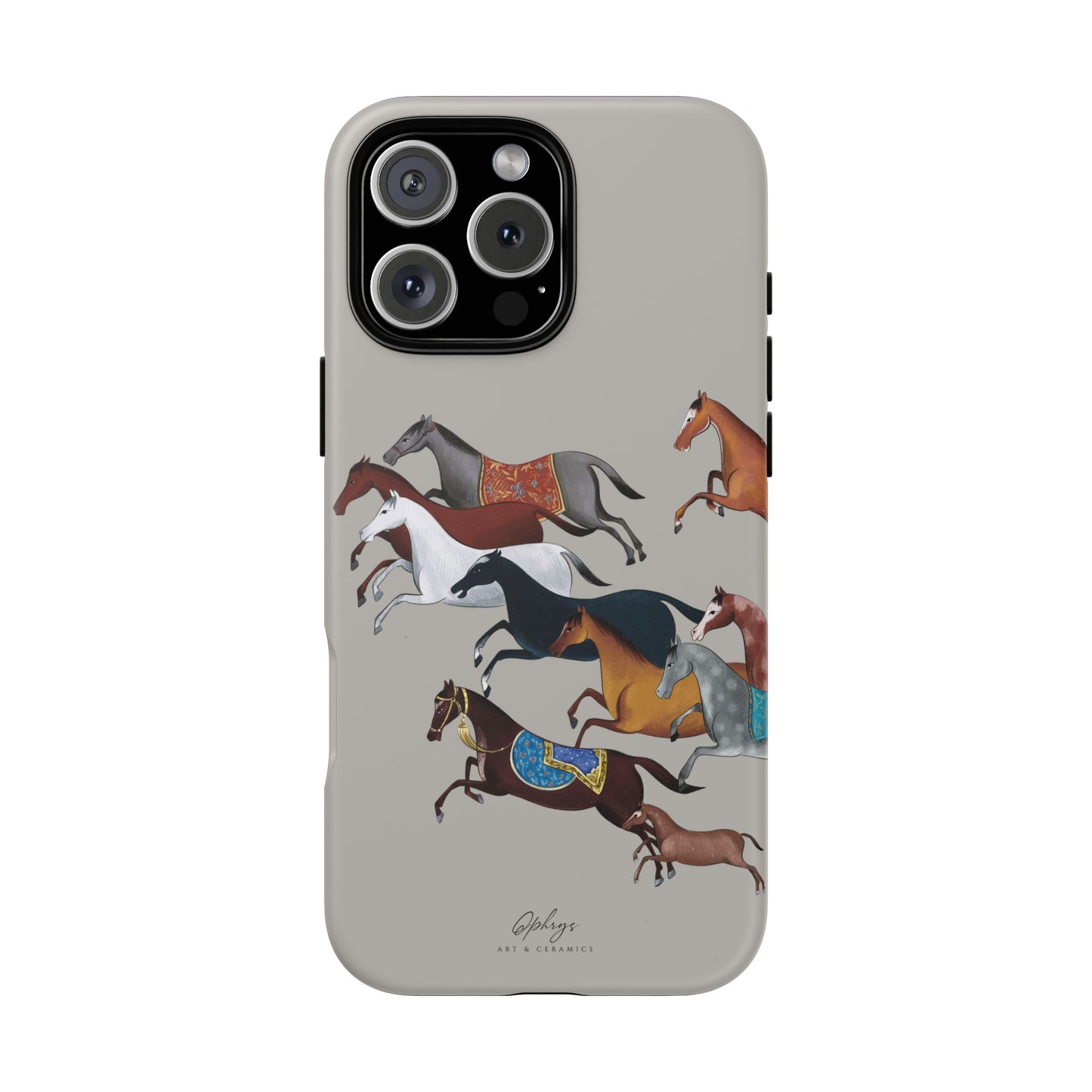 Equestrian Unique Horse Phone Case | Museum Grey | Quiet luxury & heritage aesthetics | Luxury Art Case | Ophrys Art