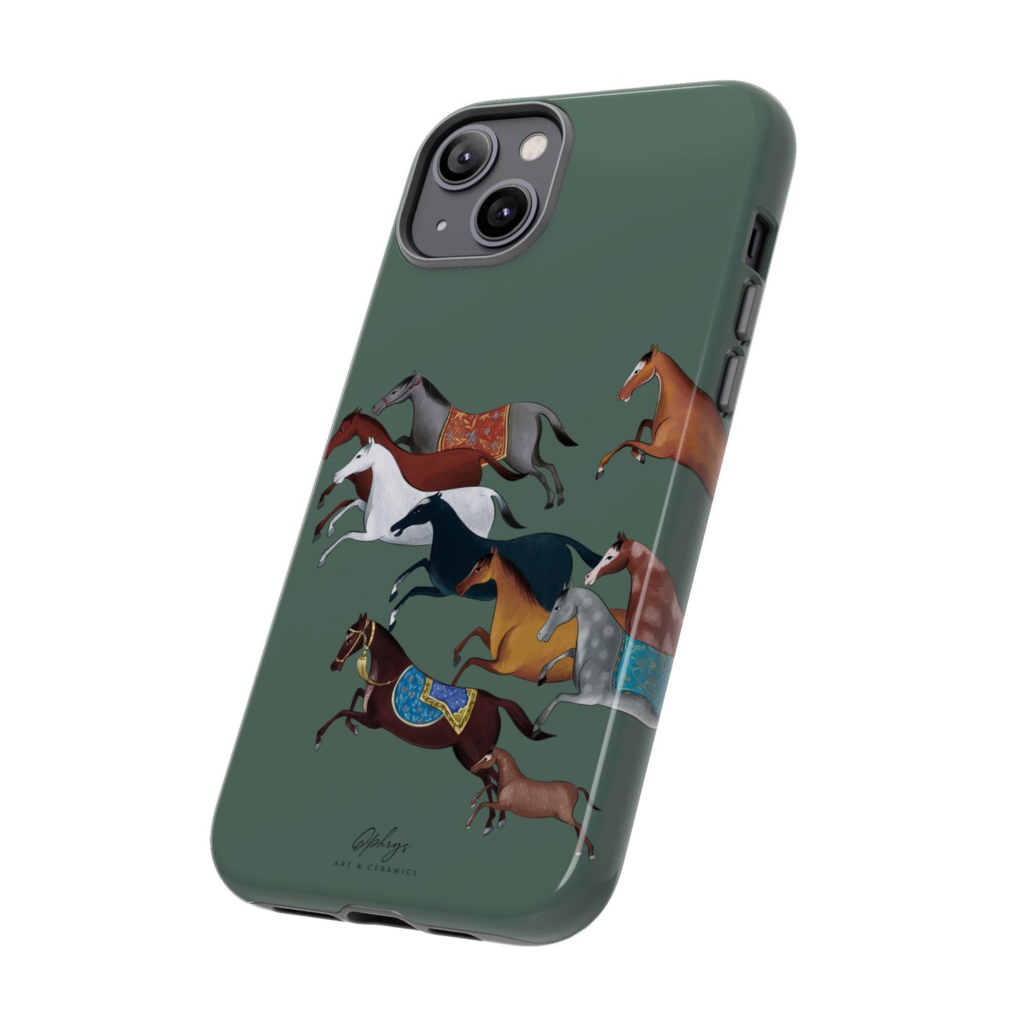 Equestrian Unique Horse Phone Case | Heritage Sage (green) | Quiet luxury & heritage aesthetics | Luxury Art Case | Ophrys Art
