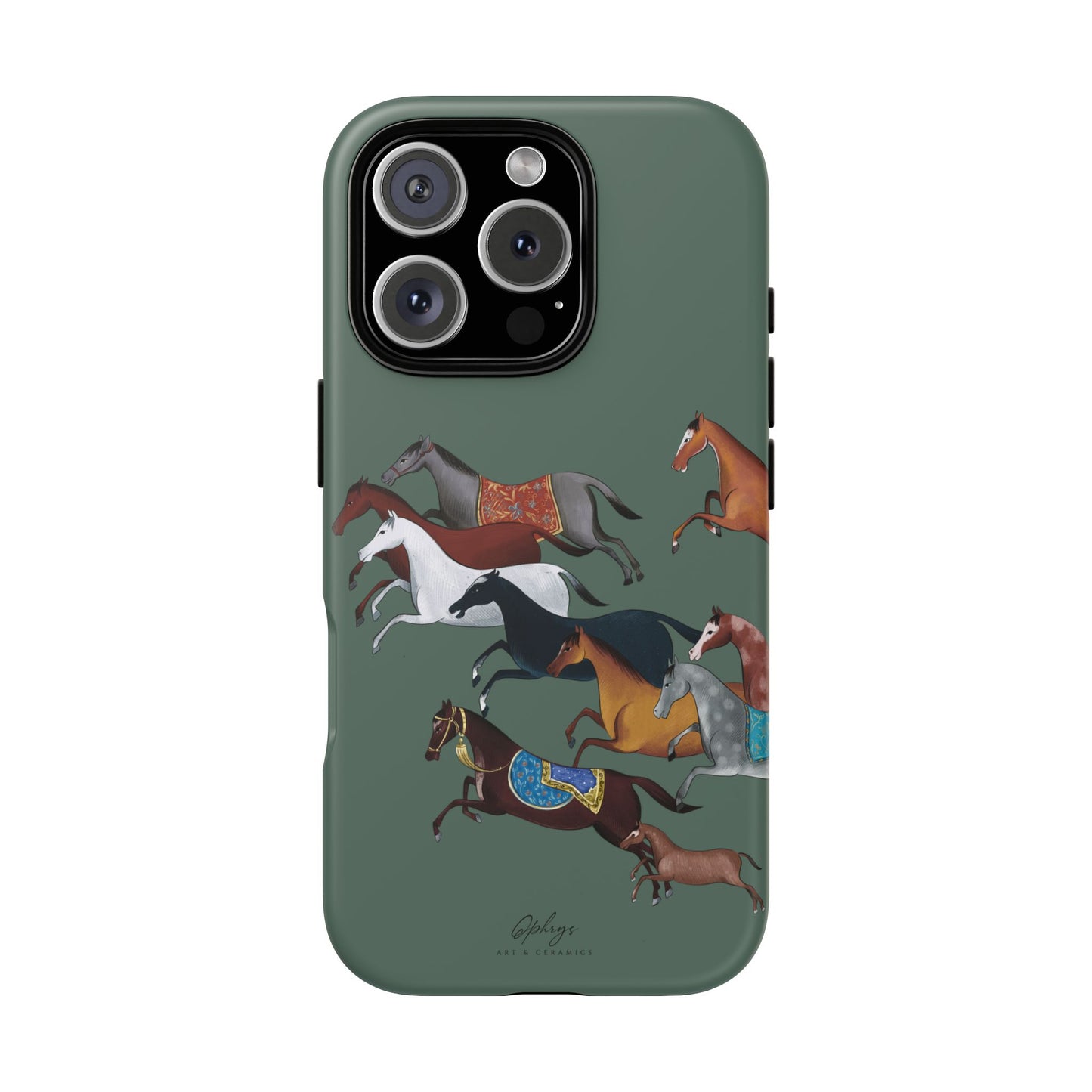 Equestrian Unique Horse Phone Case | Heritage Sage (green) | Quiet luxury & heritage aesthetics | Luxury Art Case | Ophrys Art