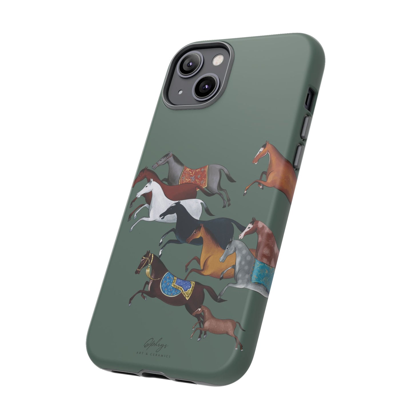 Equestrian Unique Horse Phone Case | Heritage Sage (green) | Quiet luxury & heritage aesthetics | Luxury Art Case | Ophrys Art