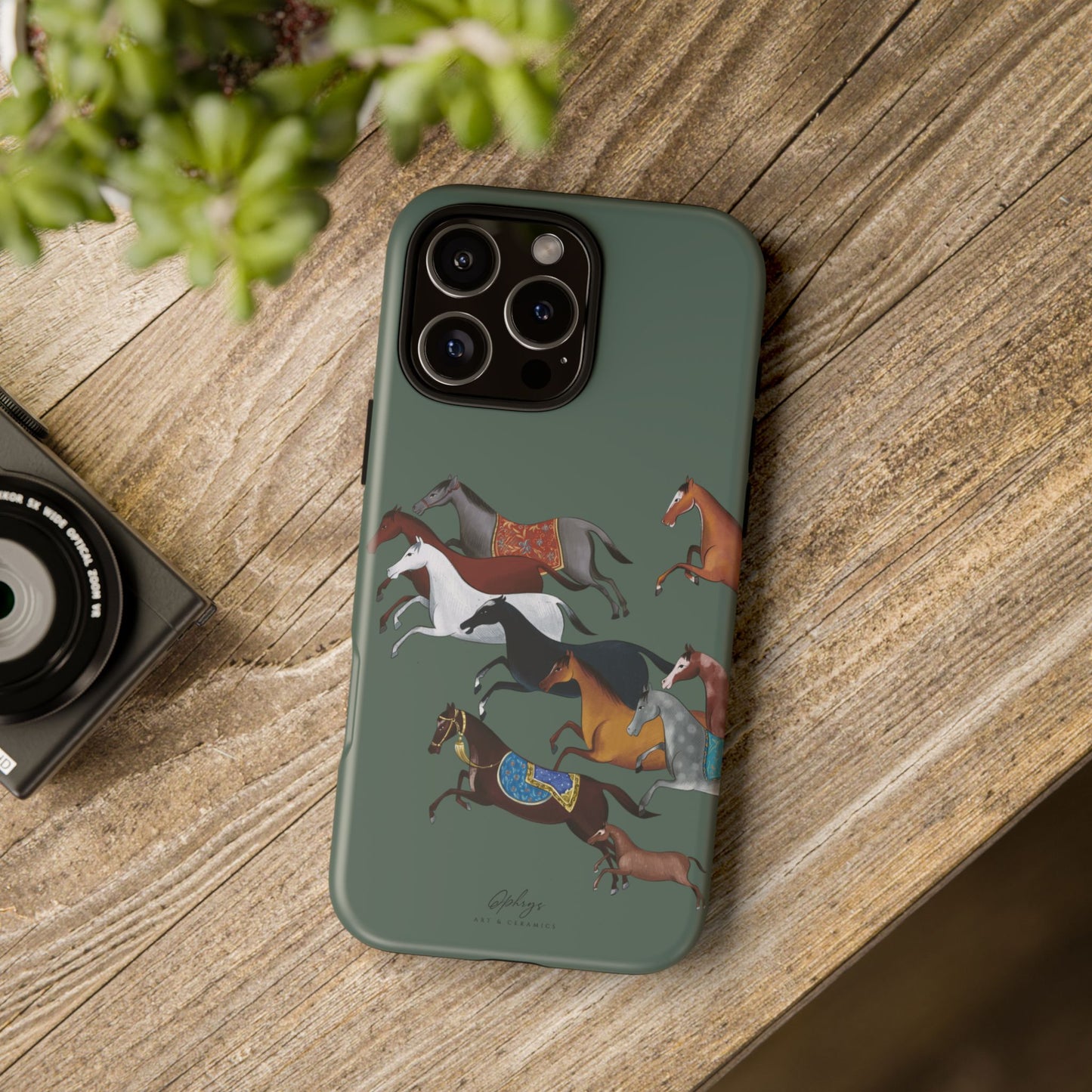 Equestrian Unique Horse Phone Case | Heritage Sage (green) | Quiet luxury & heritage aesthetics | Luxury Art Case | Ophrys Art