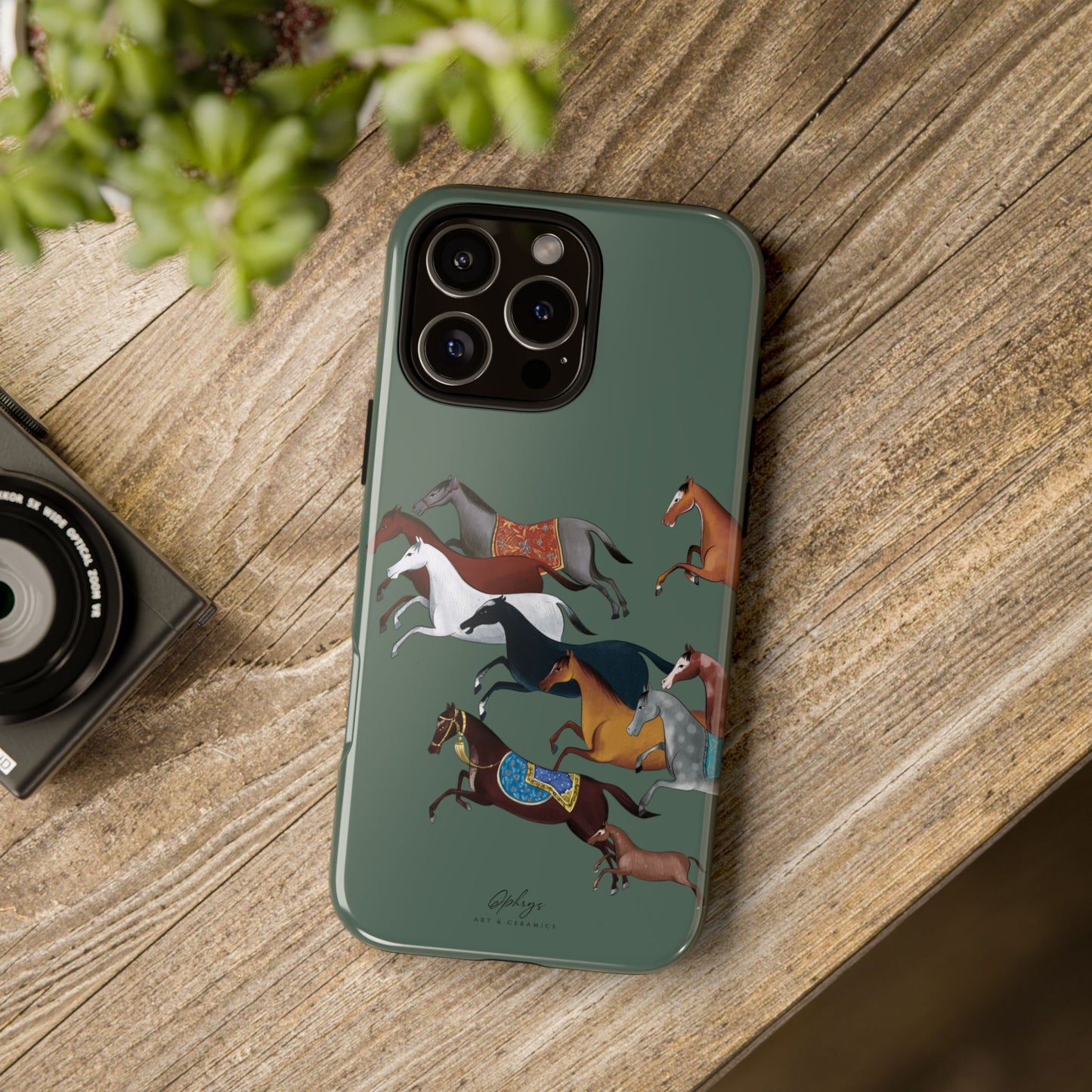Equestrian Unique Horse Phone Case | Heritage Sage (green) | Quiet luxury & heritage aesthetics | Luxury Art Case | Ophrys Art