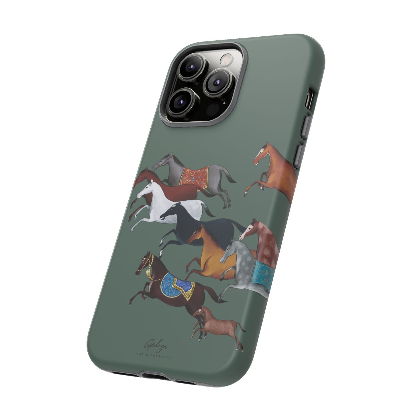 Equestrian Unique Horse Phone Case | Heritage Sage (green) | Quiet luxury & heritage aesthetics | Luxury Art Case | Ophrys Art