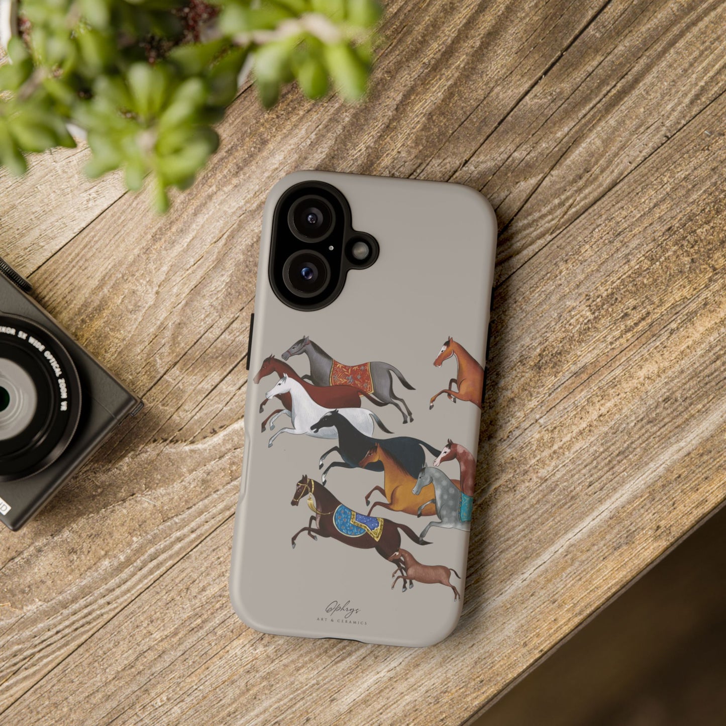 Equestrian Unique Horse Phone Case | Museum Grey | Quiet luxury & heritage aesthetics | Luxury Art Case | Ophrys Art