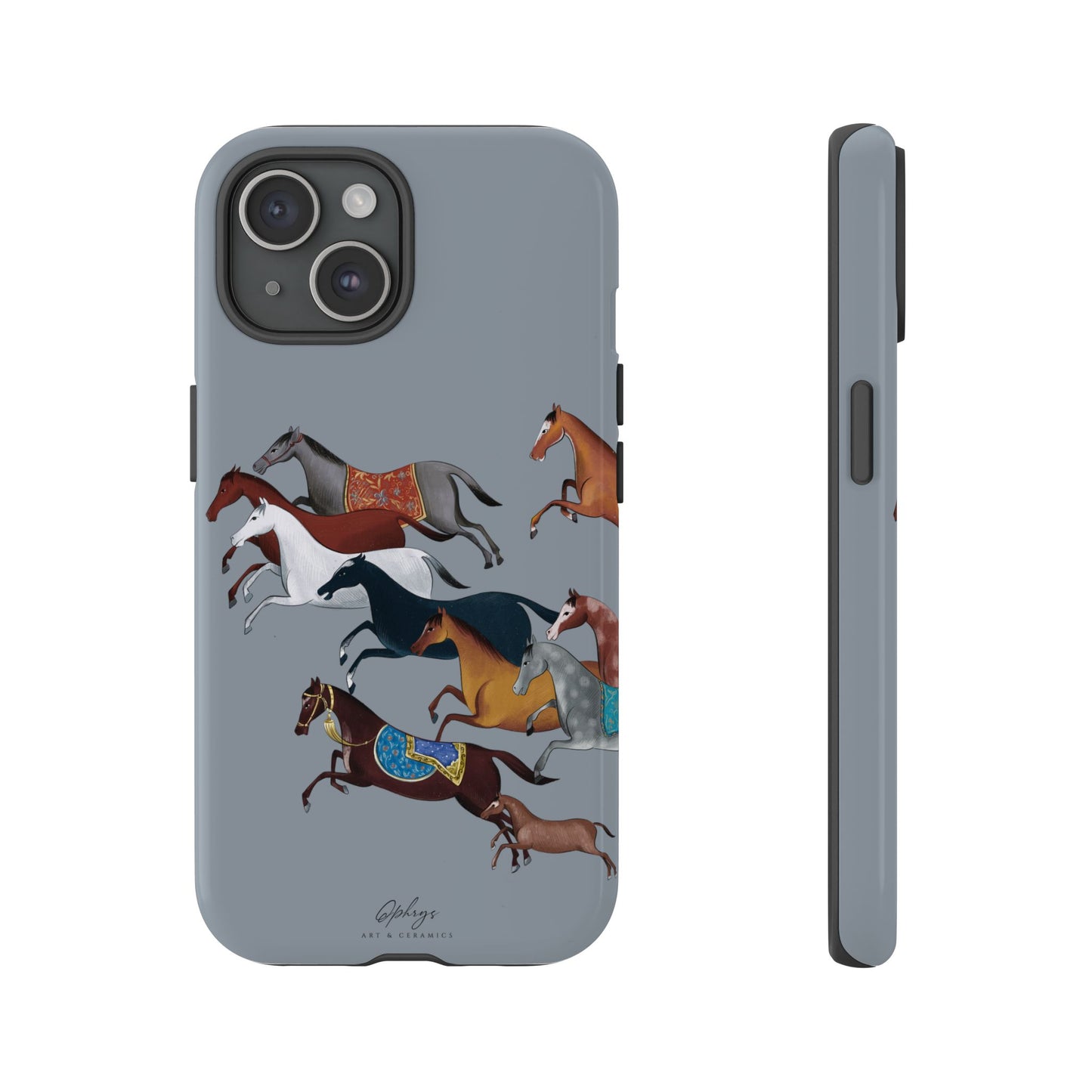 Equestrian Unique Horse Phone Case | Blue Fog | Quiet luxury & heritage aesthetics | Luxury Art Case | Ophrys Art