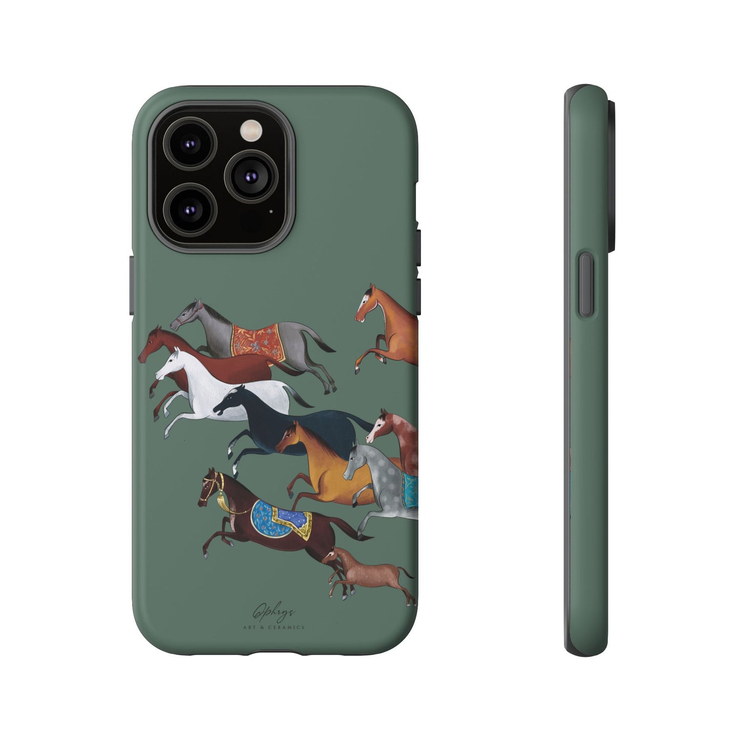 Equestrian Unique Horse Phone Case | Heritage Sage (green) | Quiet luxury & heritage aesthetics | Luxury Art Case | Ophrys Art