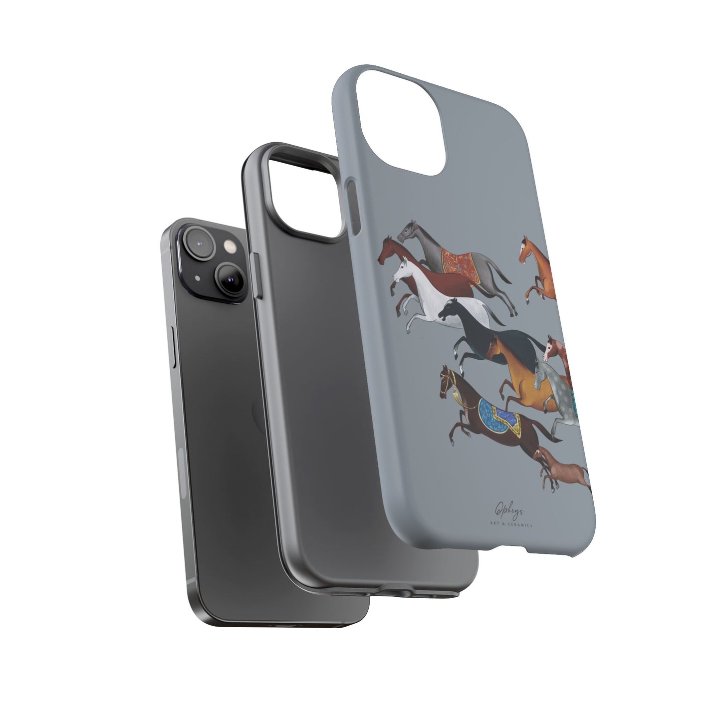 Equestrian Unique Horse Phone Case | Blue Fog | Quiet luxury & heritage aesthetics | Luxury Art Case | Ophrys Art