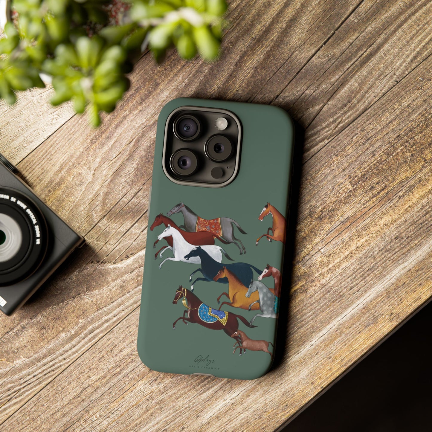 Equestrian Unique Horse Phone Case | Heritage Sage (green) | Quiet luxury & heritage aesthetics | Luxury Art Case | Ophrys Art